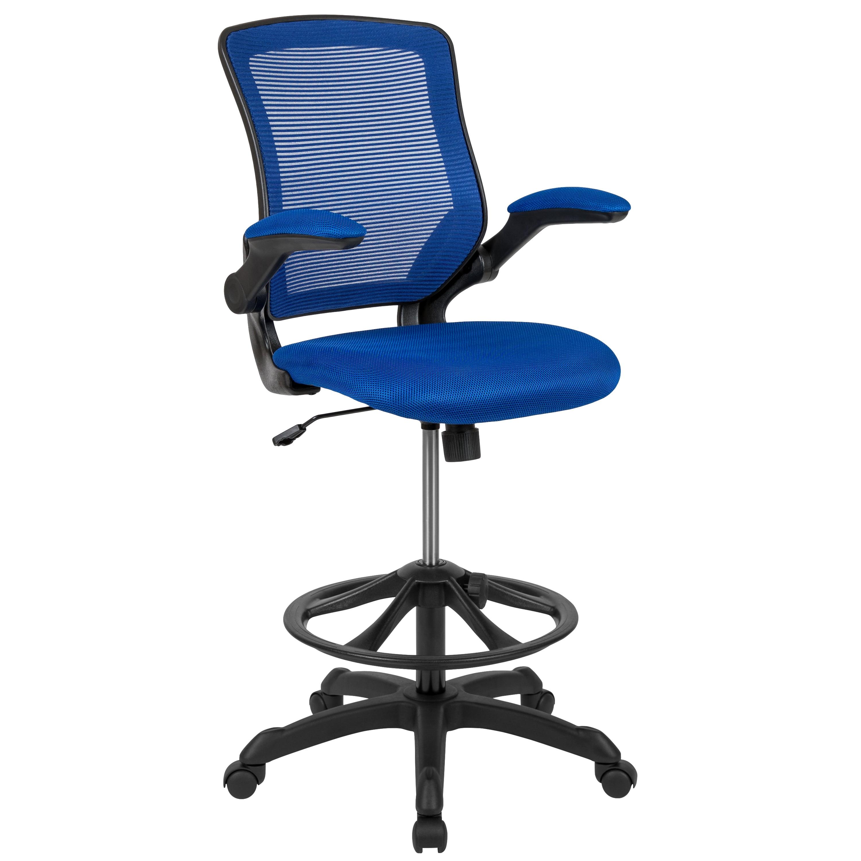 Flash Furniture Mid-Back Mesh Ergonomic Drafting Chair with Adjustable Foot Ring and Flip-Up Arms