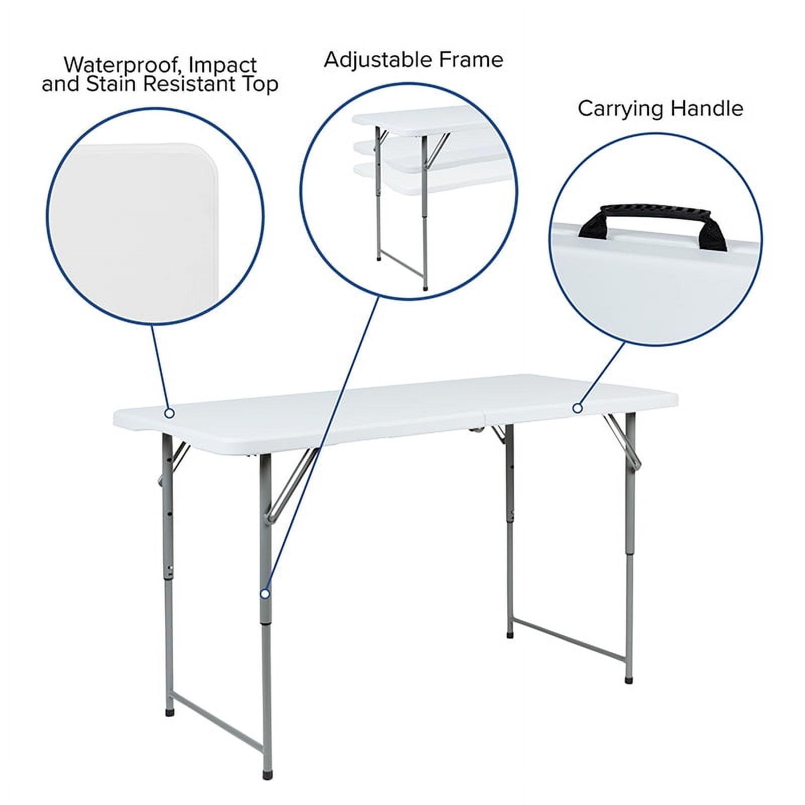 Parker Height Adjustable Bi-Fold Plastic Folding Table with Carrying Handle