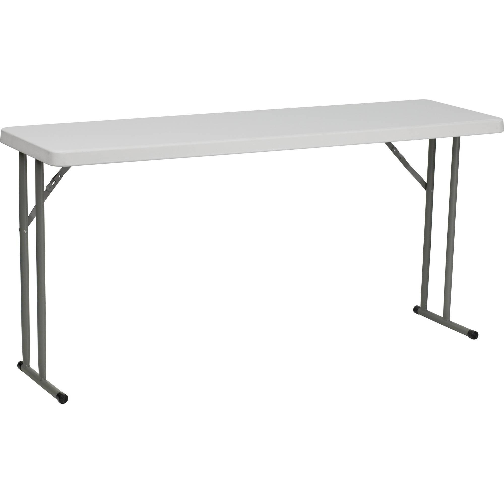 Parker 18"W x 60"L Rectangular Granite White Plastic Folding Training Table