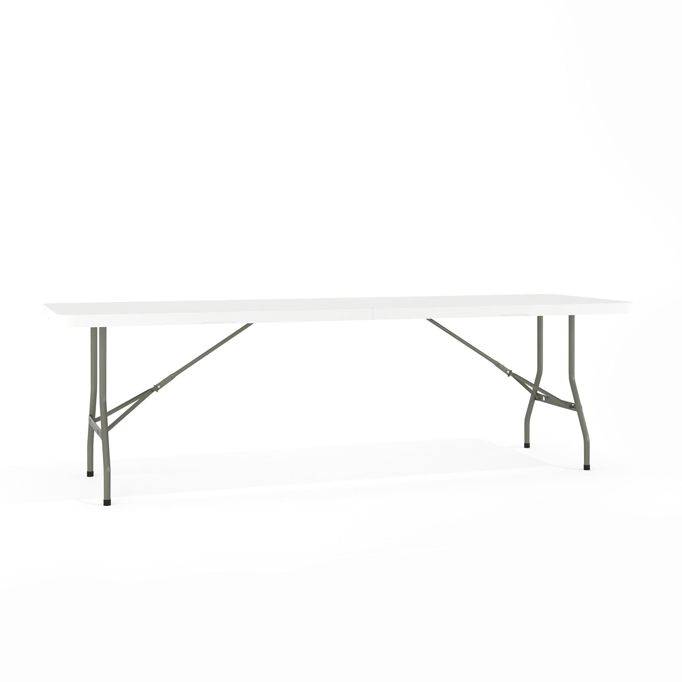 8-Foot Bi-Fold Plastic Banquet and Event Folding Table with Carrying Handle