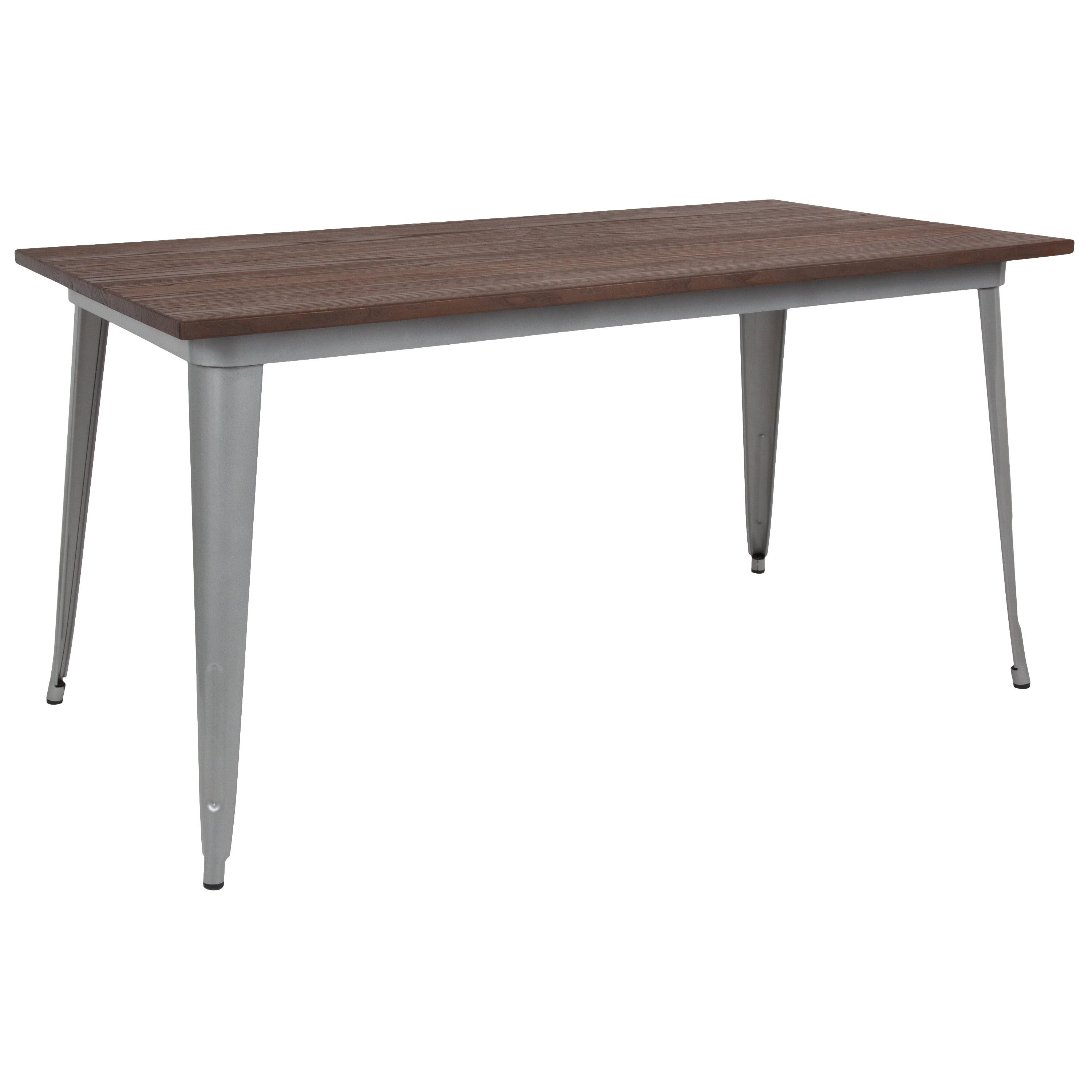 Rustic Elmwood and Galvanized Steel 60" Cafe Dining Table