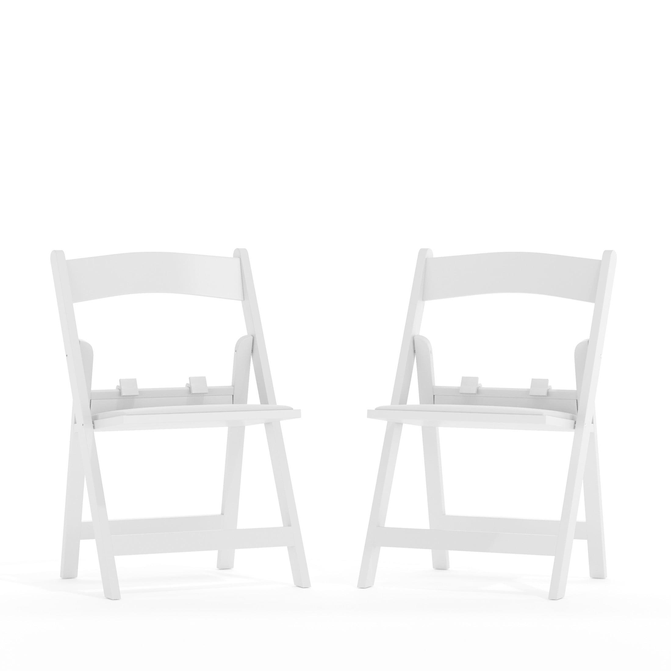 Flash Furniture Kids Folding Chairs with Padded Seats | Set of 2 White Resin Folding Chair with Vinyl Padded Seat for Kids