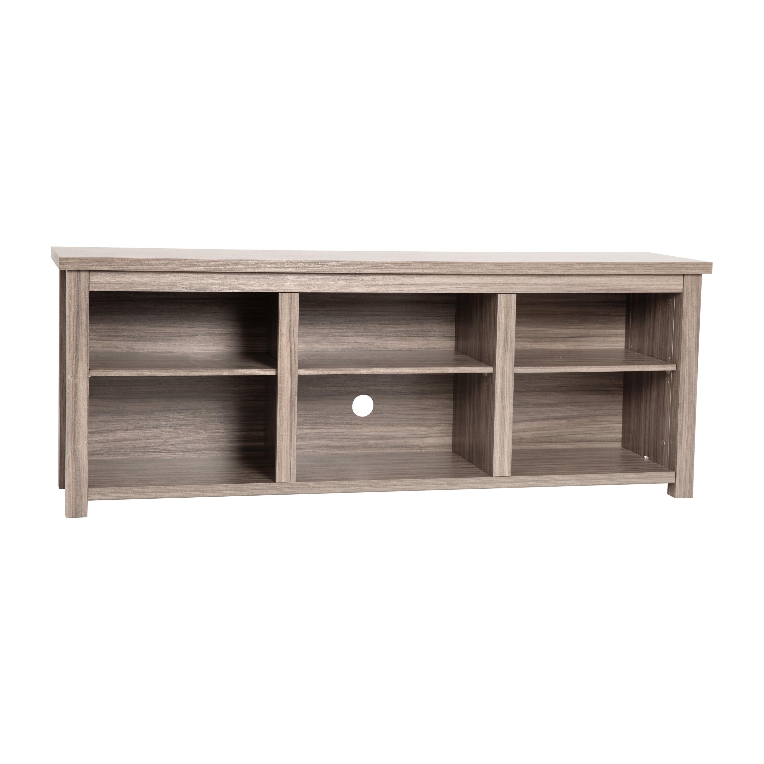 Gray Wash Oak 65" TV Stand with Open Storage