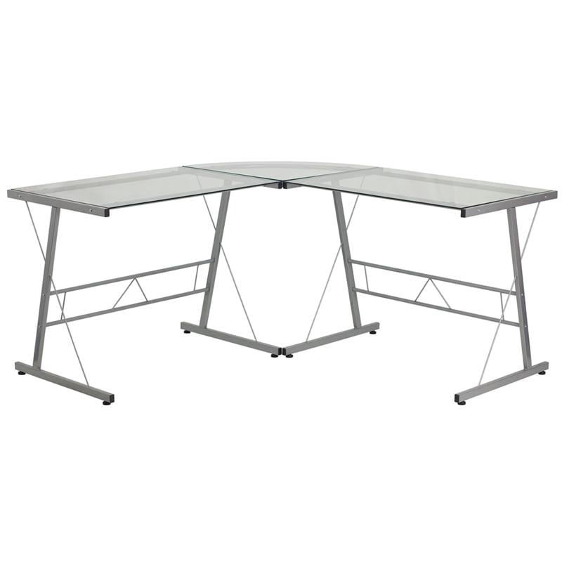 Flash Furniture L-Shaped Desk 83.5" Computer Corner Desk, Gaming Corner Desk, Home Office Corner Desk, Gaming Desk, Easy to Assemble, Clear