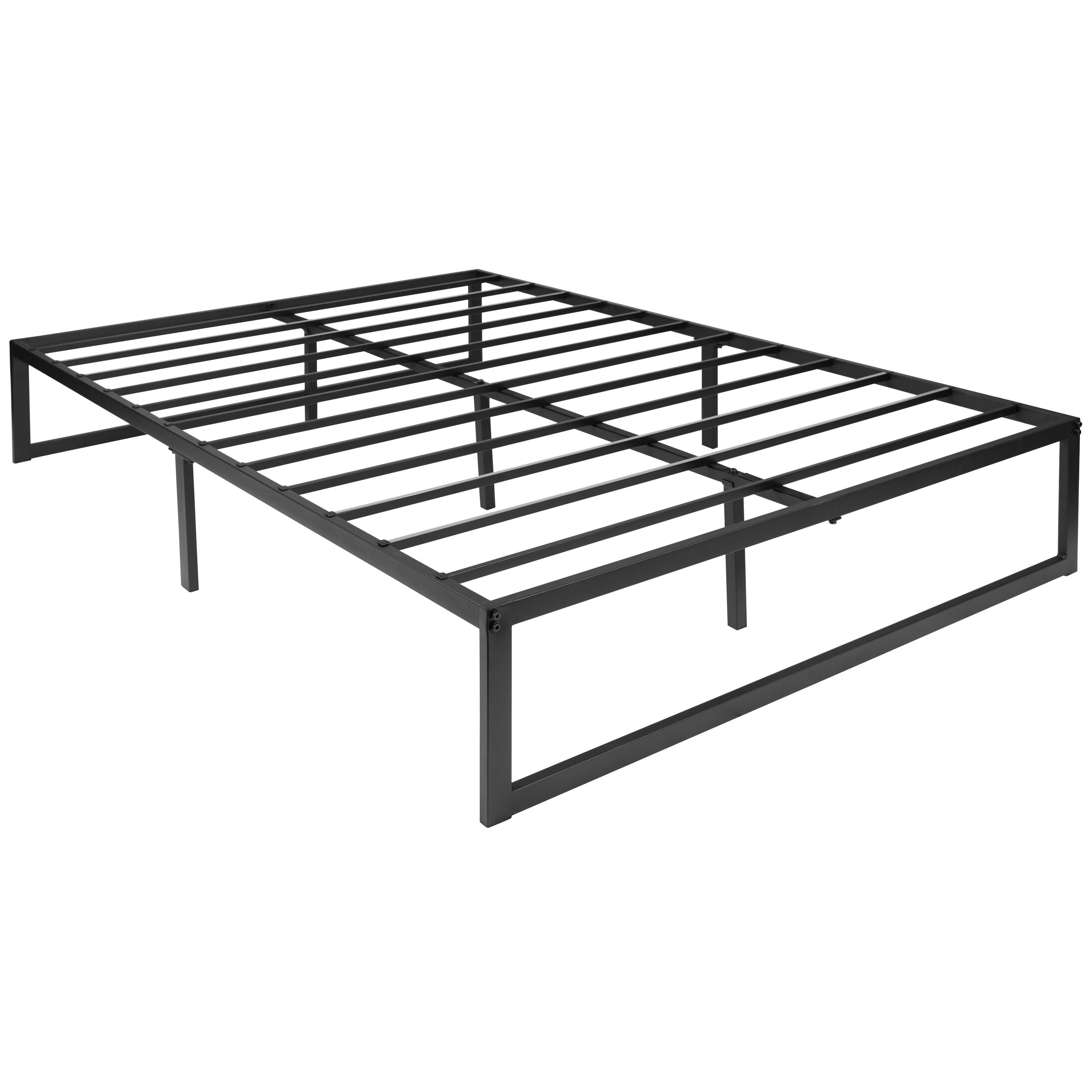 Flash Furniture 14 Inch Metal Platform Bed Frame - No Box Spring Needed with Steel Slat Support and Quick Lock Functionality