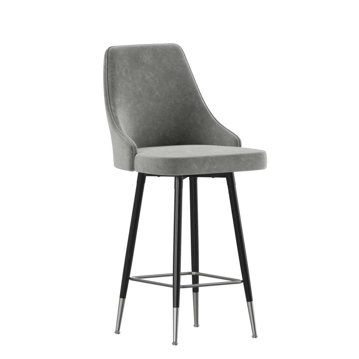 Flash Furniture Commercial Gray LeatherSoft Counter Height Stools with Chrome Accents - 2 Pack