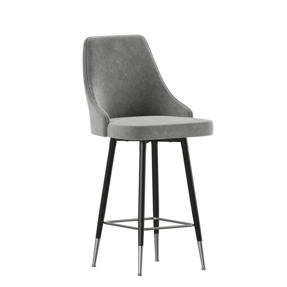 Flash Furniture Commercial Gray LeatherSoft Counter Height Stools with Chrome Accents - 2 Pack