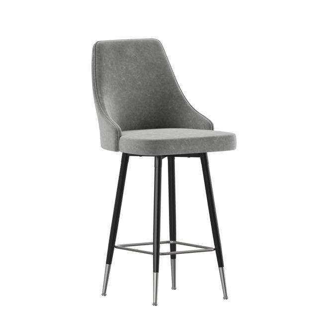 Flash Furniture Commercial Gray LeatherSoft Counter Height Stools with Chrome Accents - 2 Pack