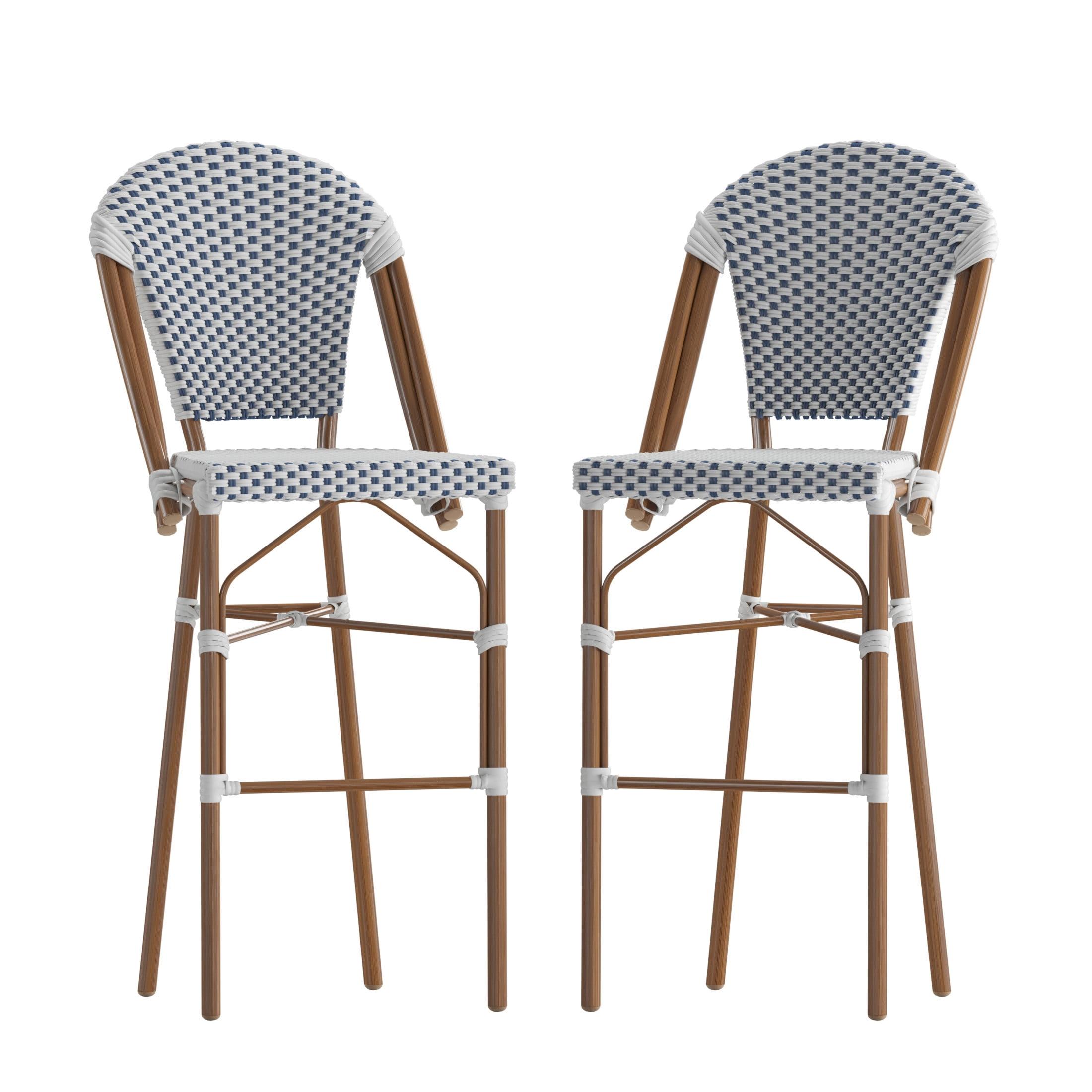 Flash Furniture Lourdes Set of 2 Commercial Grade Stackable Indoor/Outdoor Bistro 30" High Bar Height Stools