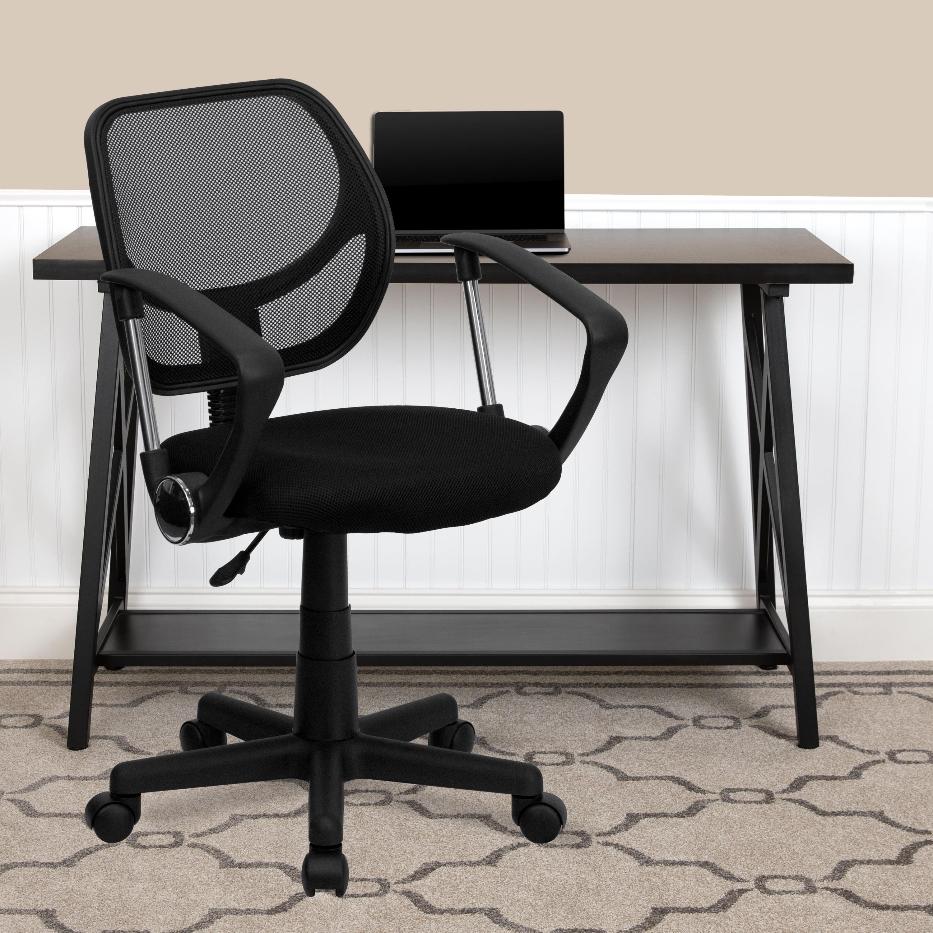 Flash Furniture Low Back Black Mesh Swivel Task Office Chair with Curved Square Back and Arms