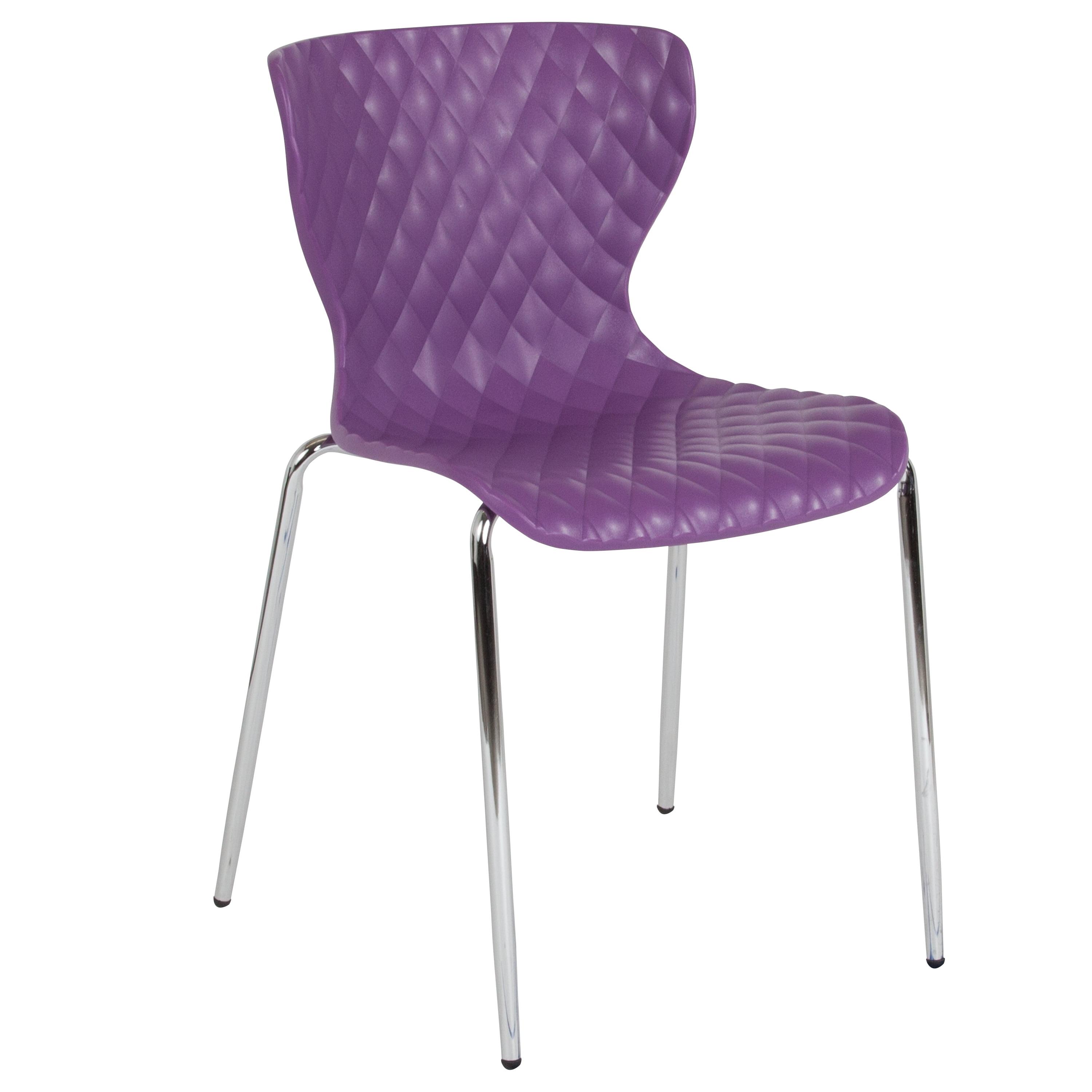 Contemporary Lowell Purple Metal Stackable Chair