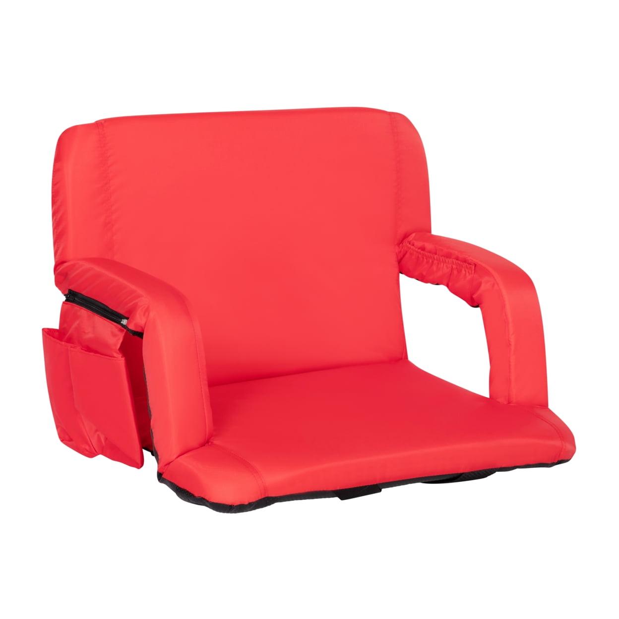 Extra Wide Red Reclining Stadium Chair with Backpack Straps