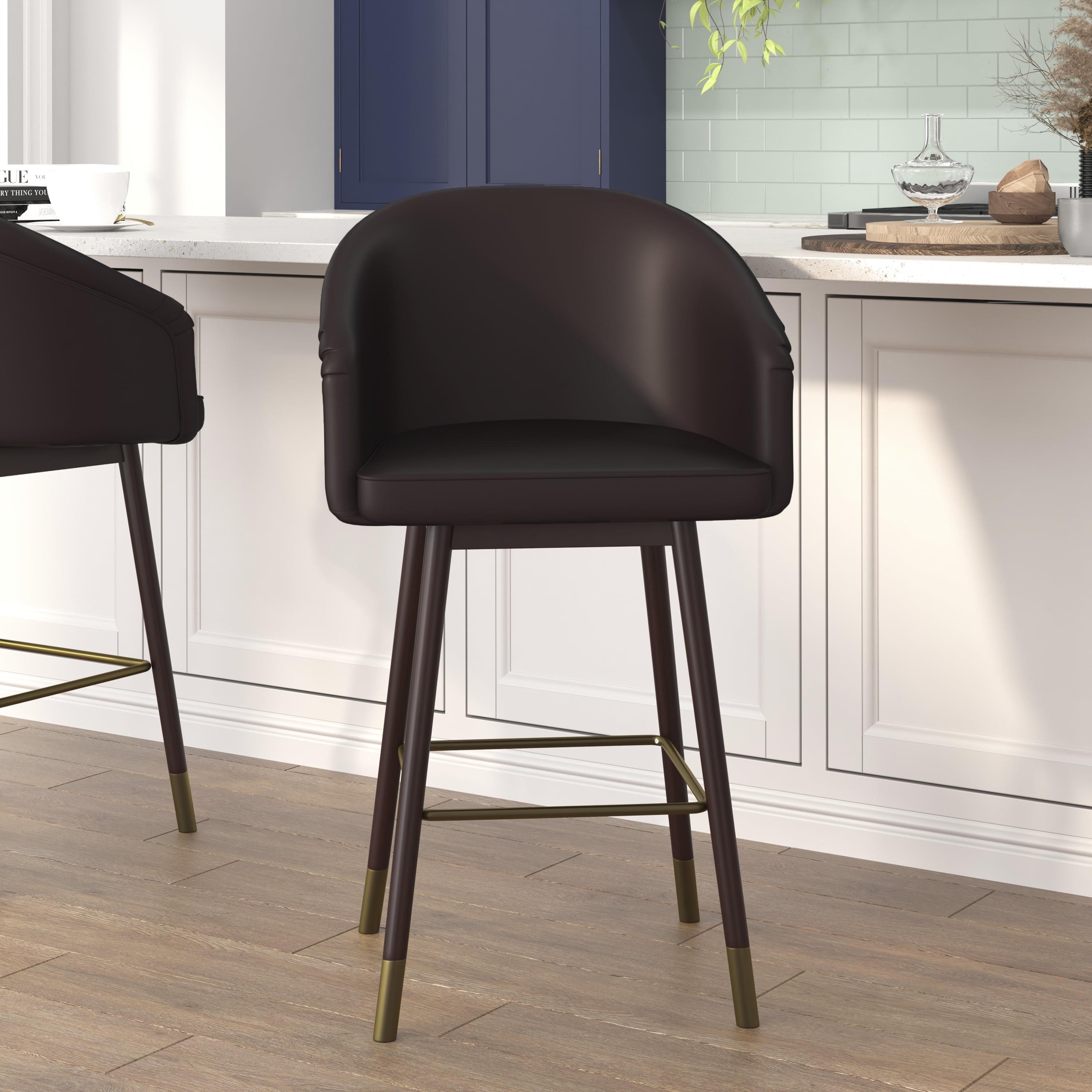 Flash Furniture Margo Commercial Grade Mid-Back Modern Barstool with Beechwood Legs and Curved Back