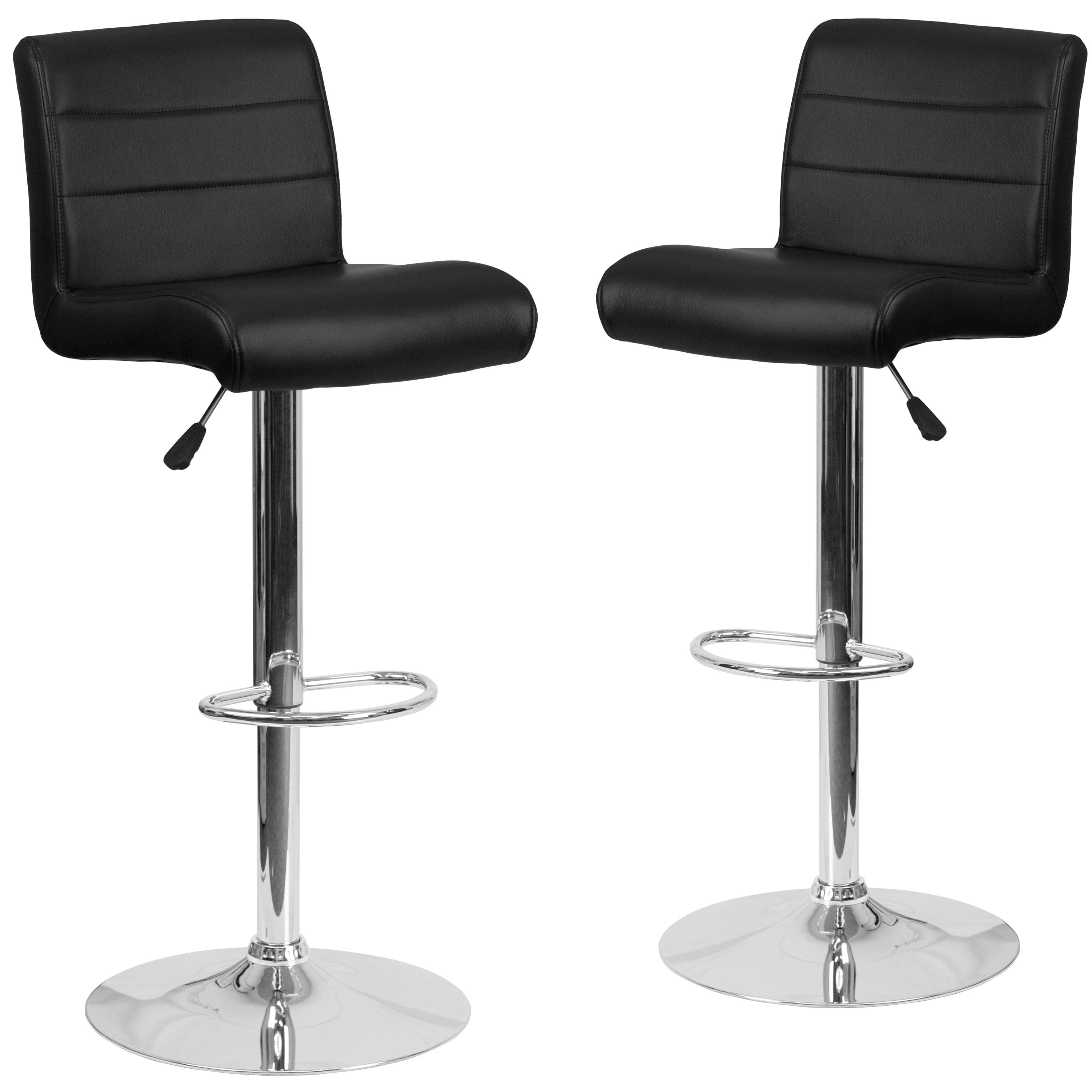 Adjustable Black Vinyl and Chrome Swivel Barstool