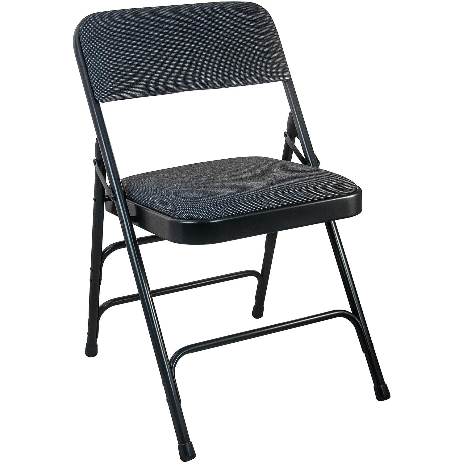 Black Metal and Fabric Armless Folding Chair Set