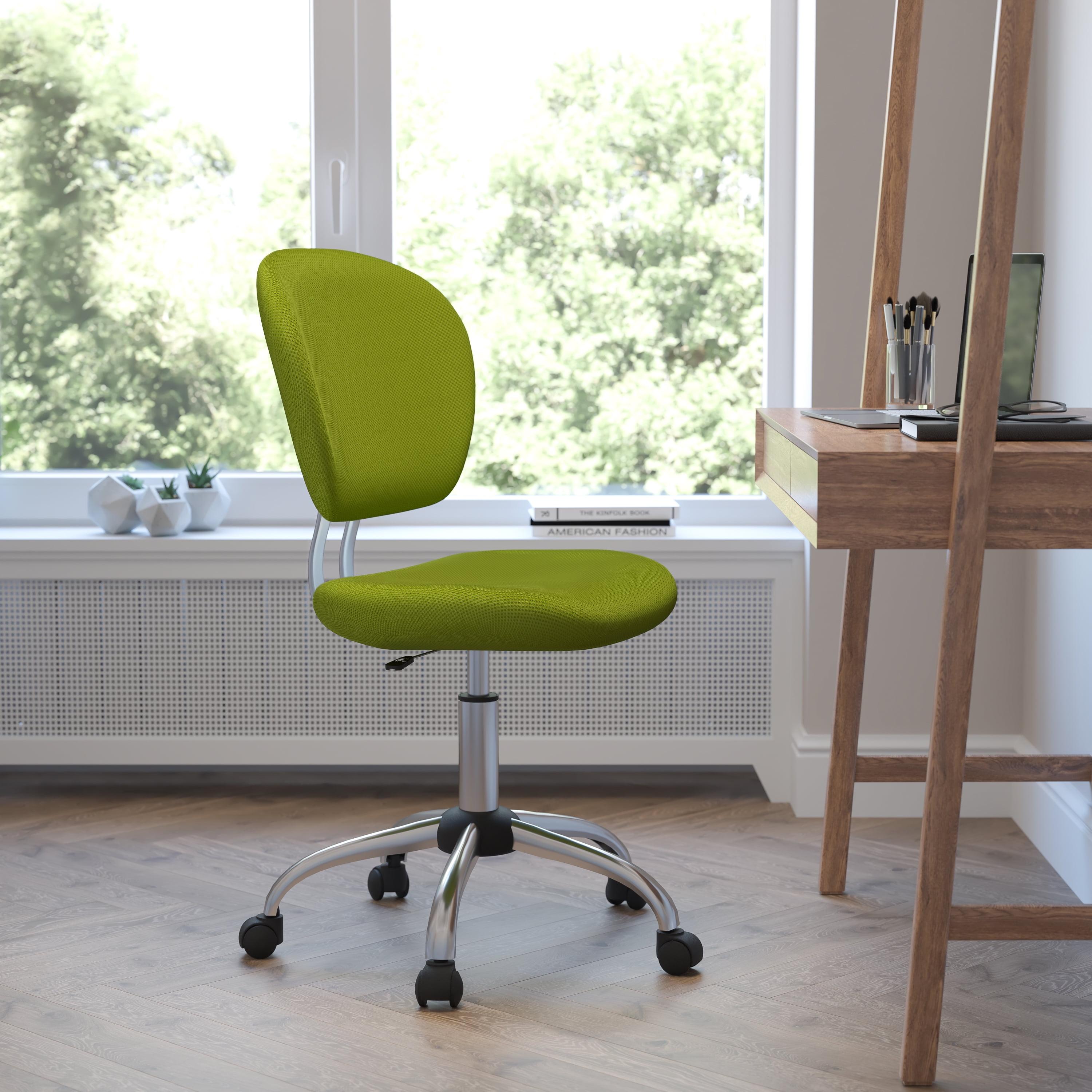 Flash Furniture Mid-Back Apple Green Mesh Padded Swivel Task Office Chair with Chrome Base