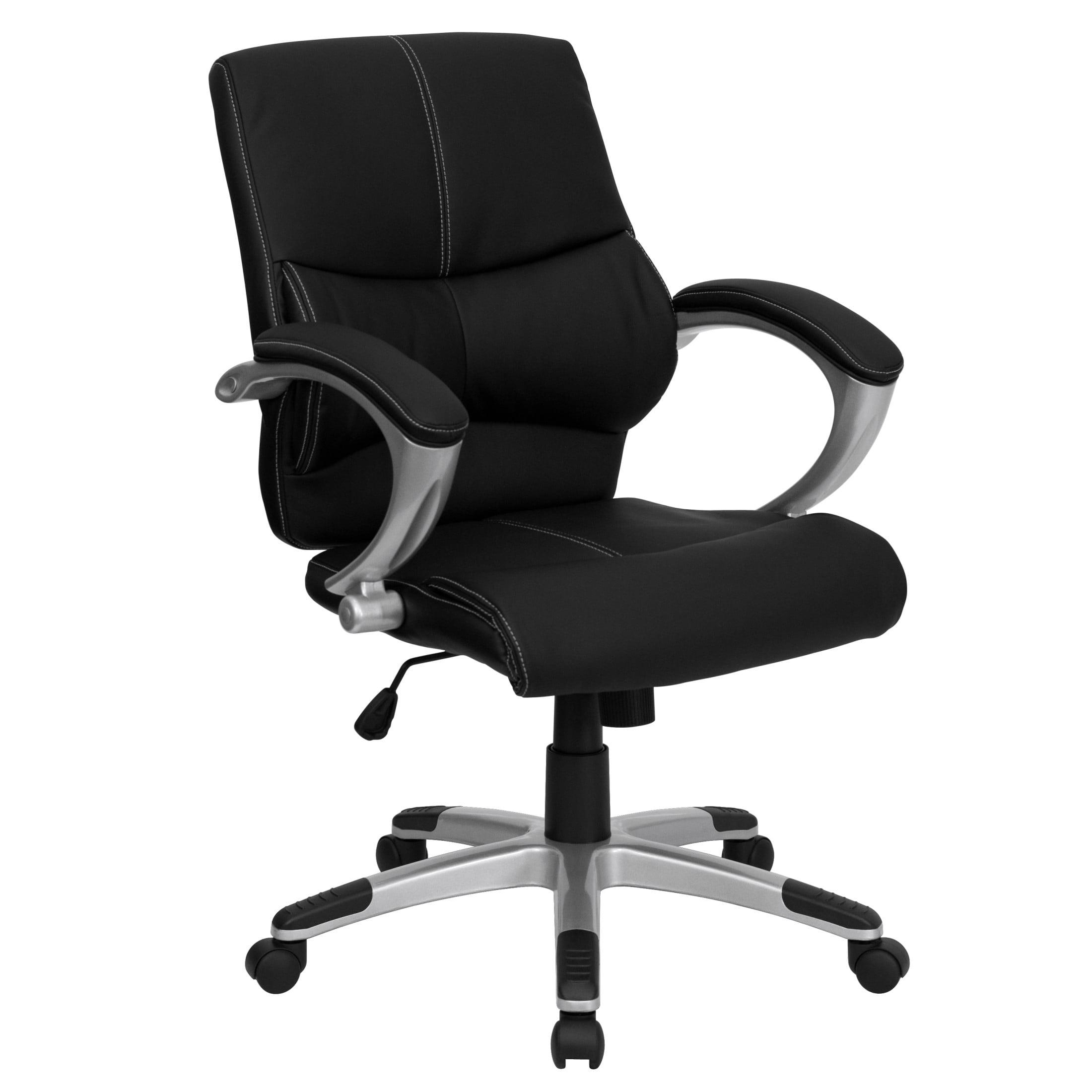 Flash Furniture Bodie Mid-Back Black LeatherSoft Contemporary Swivel Manager's Office Chair with Arms