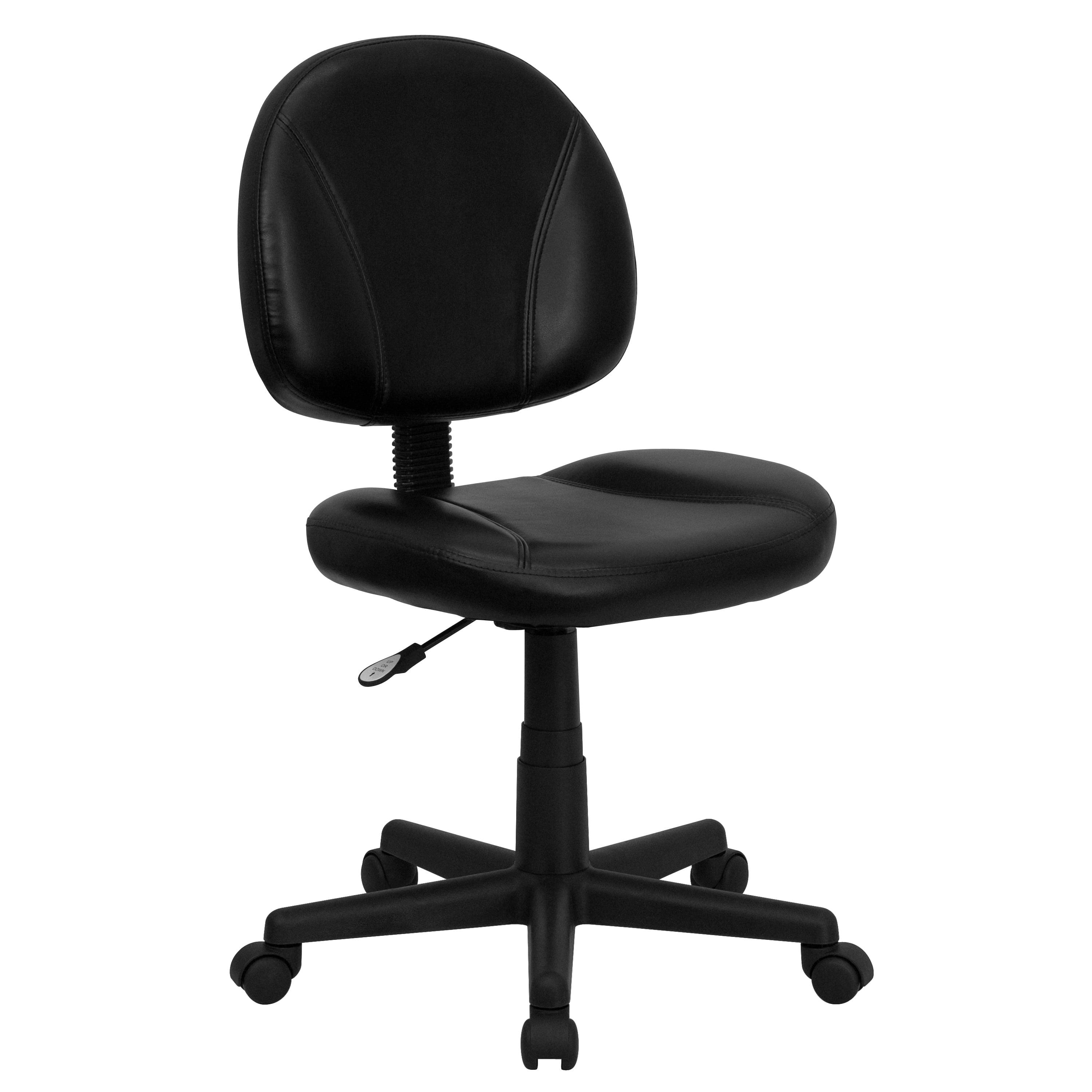 Mid-Back Black Leather Swivel Ergonomic Task Chair