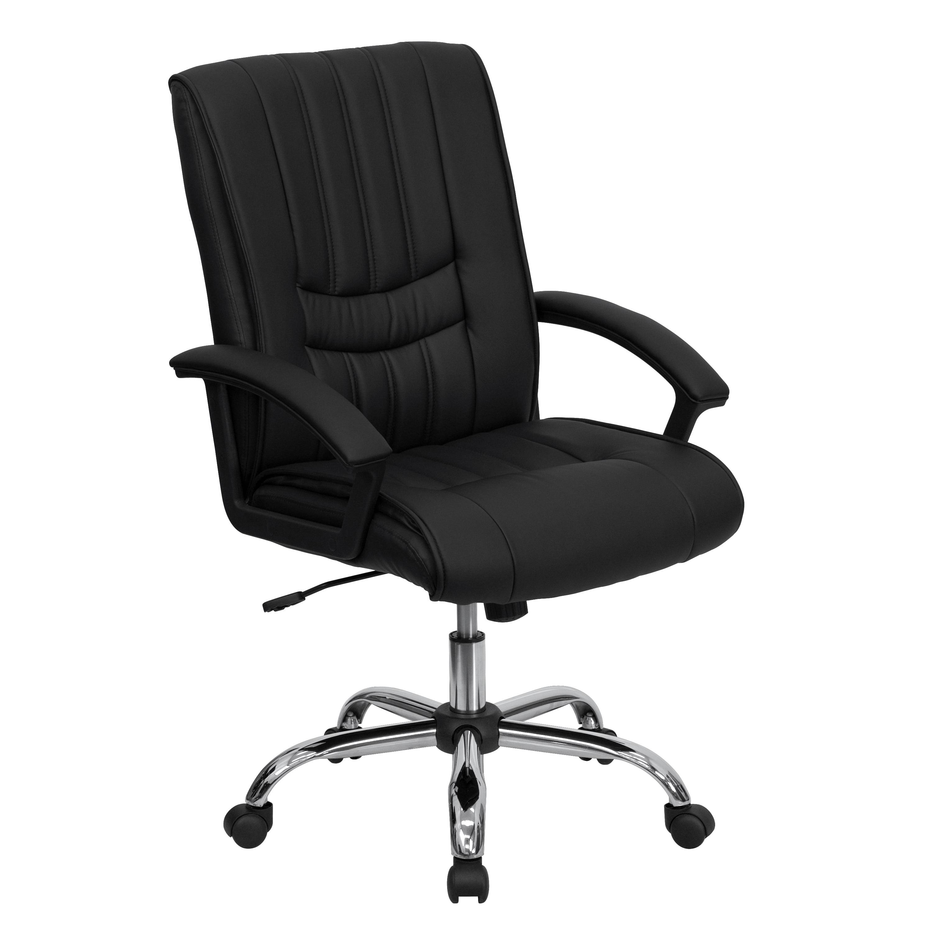 Flash Furniture Mid-Back Black LeatherSoft Swivel Manager's Office Chair with Arms