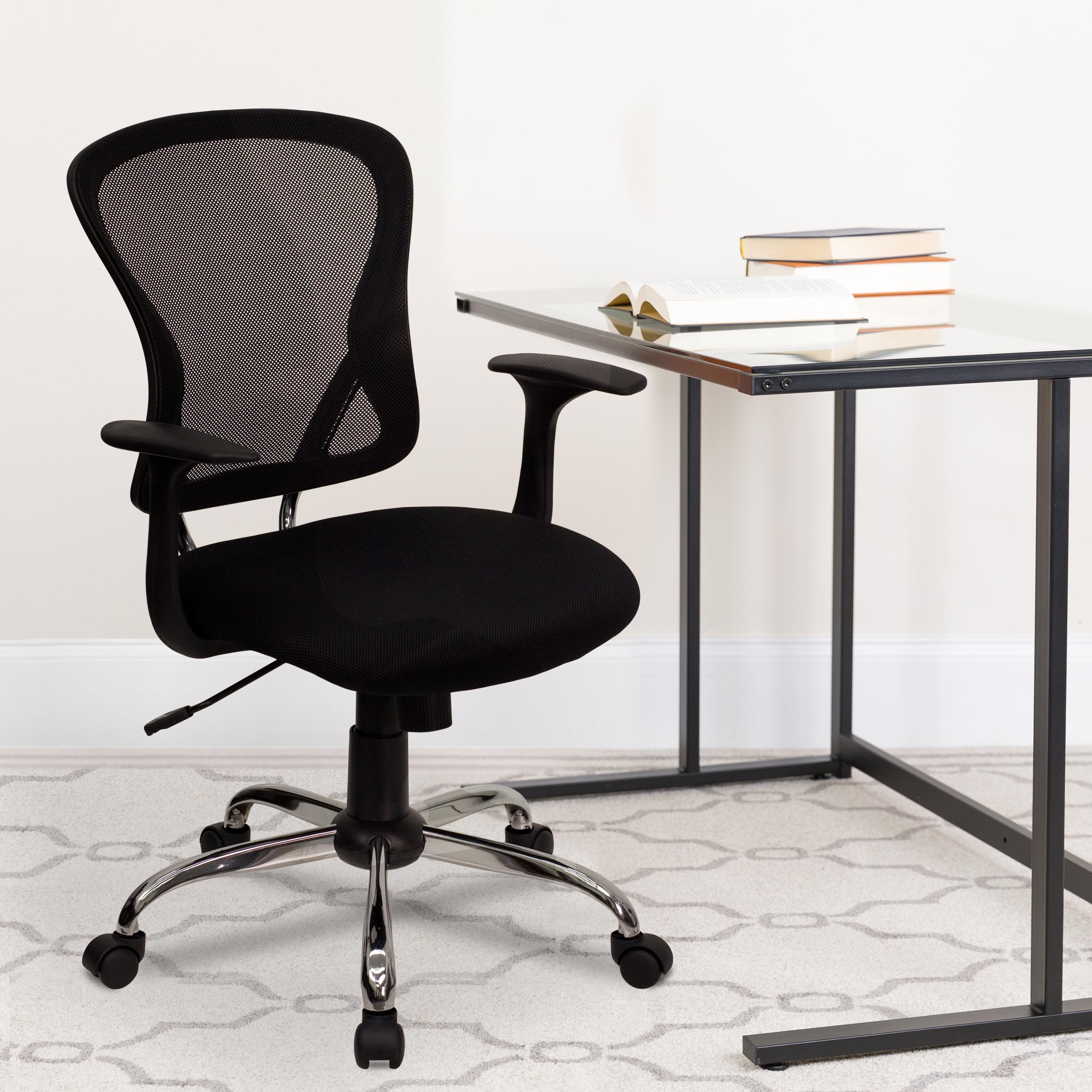 Flash Furniture Mid-Back Black Mesh Swivel Task Office Chair with Chrome Base and Arms