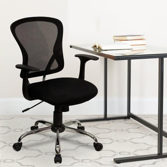 Flash Furniture Mid-Back Mesh Swivel Task Office Chair with Chrome Base and Arms