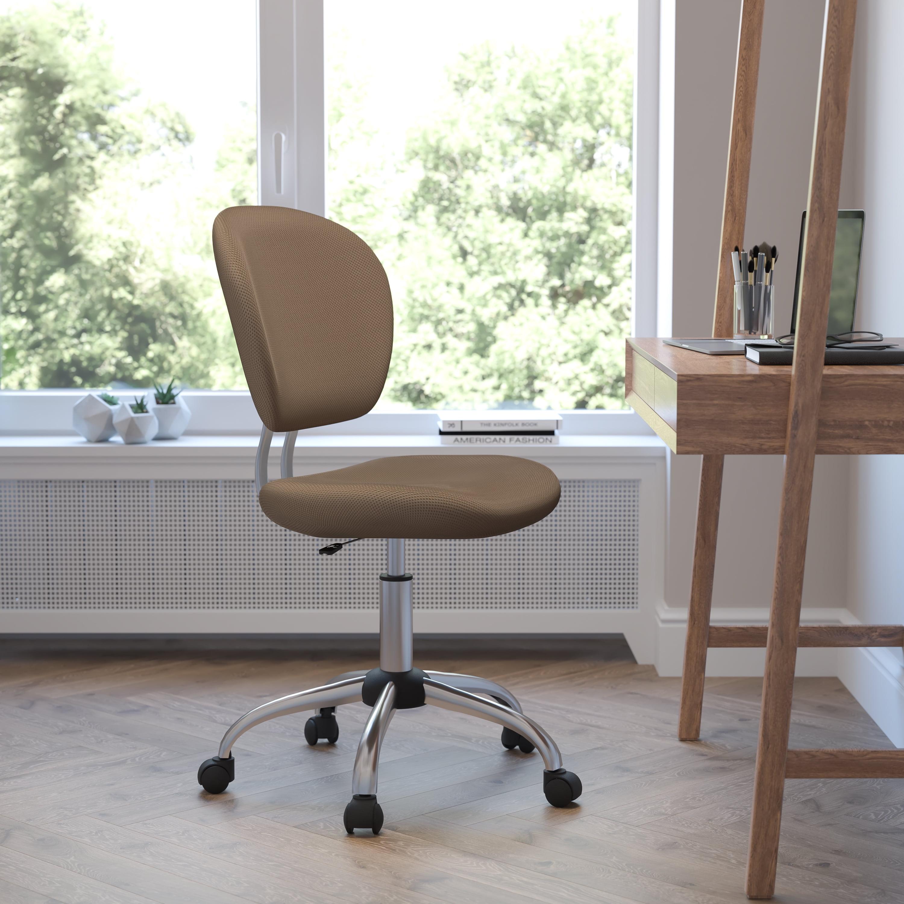 Mid-Back Coffee Brown Mesh Swivel Task Chair with Chrome Base