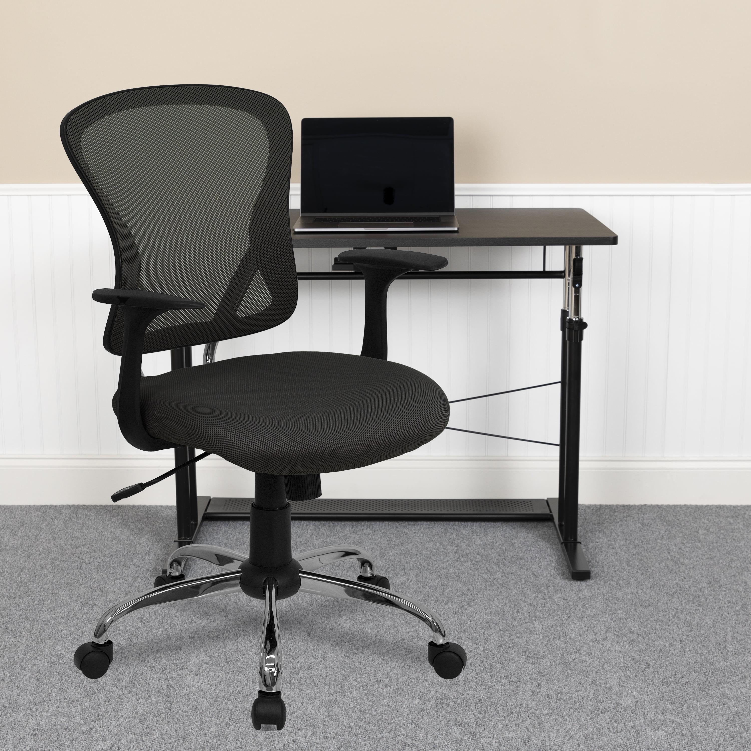 Modern Dark Gray Mesh Swivel Task Chair with Chrome Base