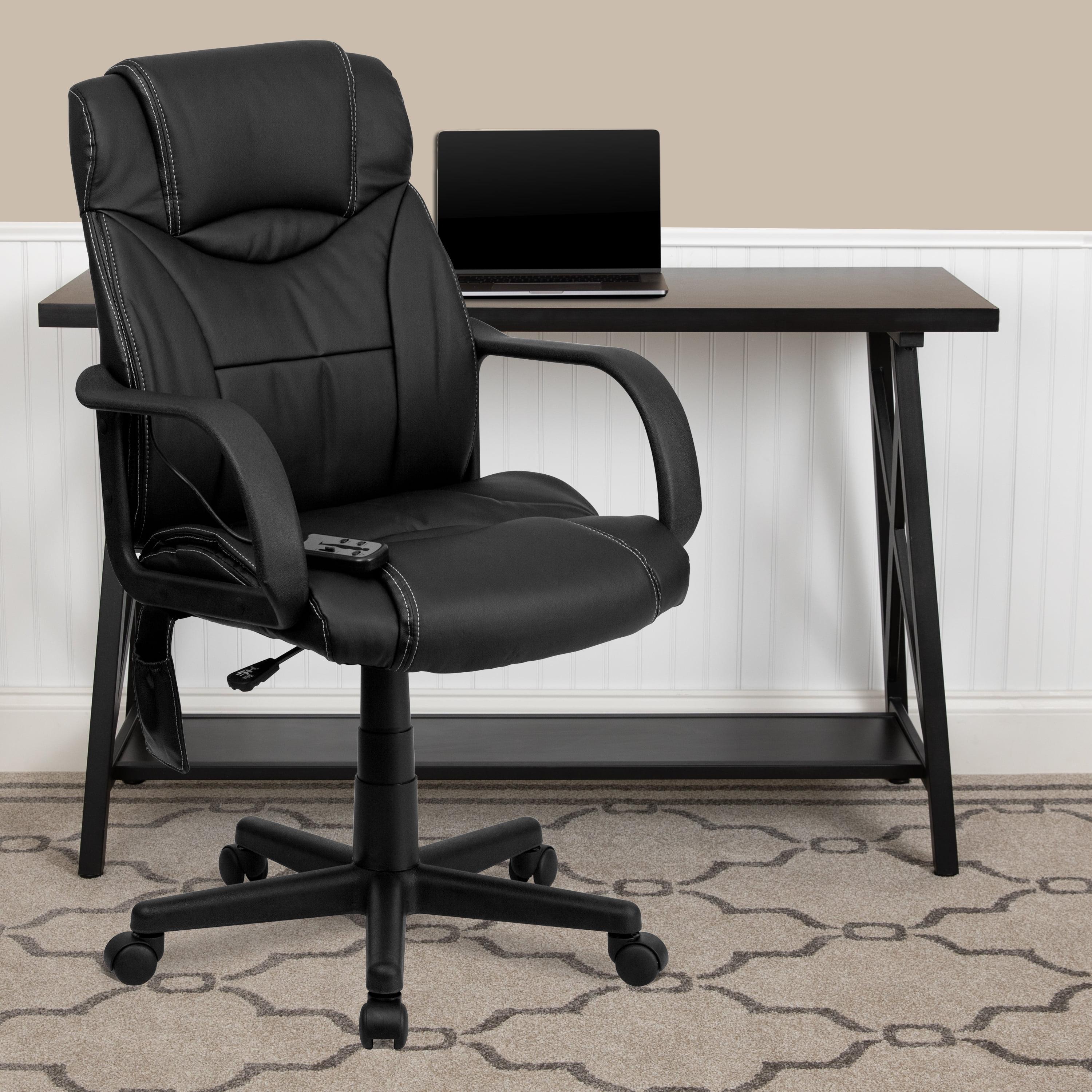 Ergonomic High-Back Black LeatherSoft Executive Swivel Chair with Massage Feature