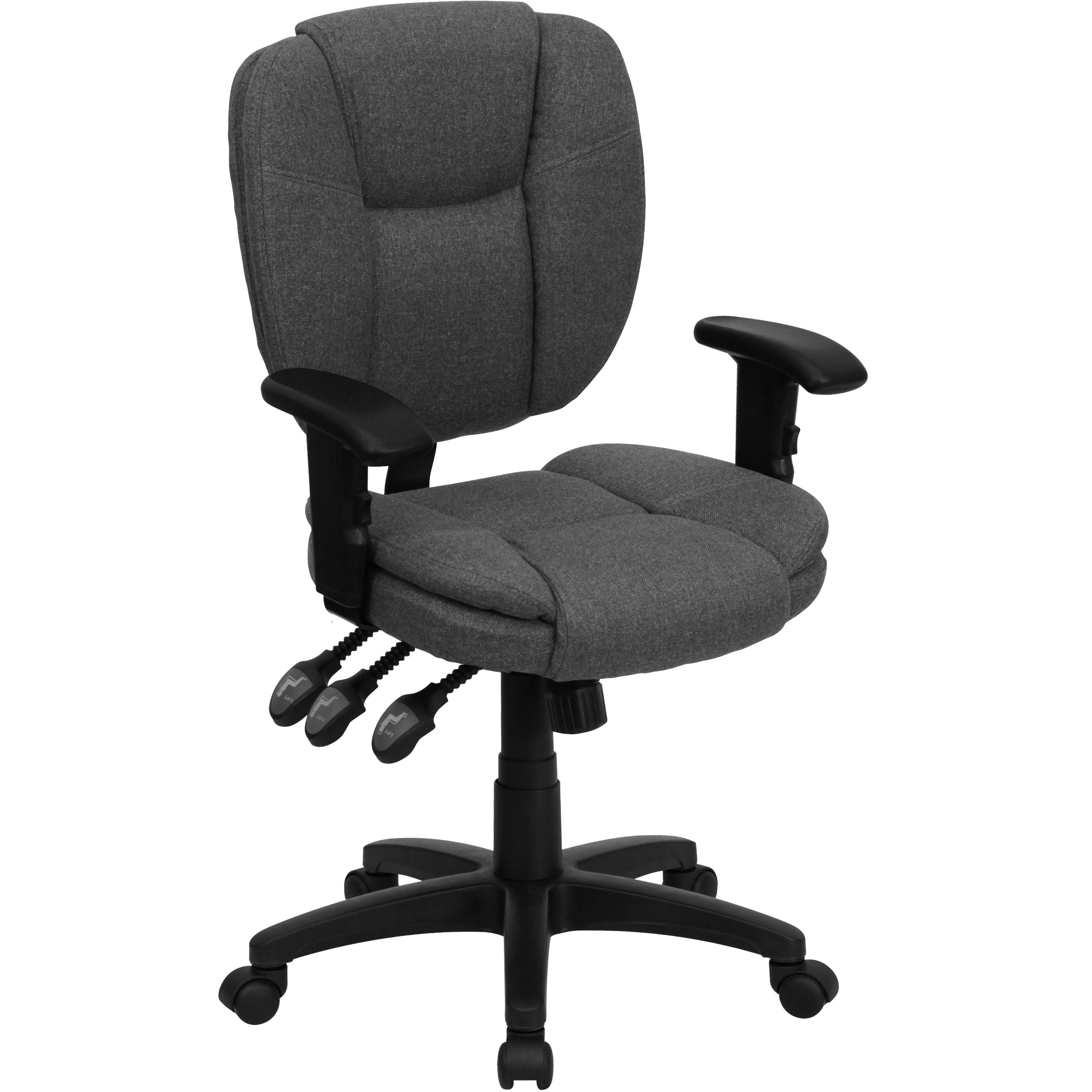 Gray Fabric Mid-Back Ergonomic Swivel Task Chair with Adjustable Arms