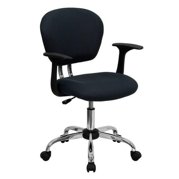 Flash Furniture Mid-Back Gray Mesh Padded Swivel Task Office Chair with Chrome Base and Arms