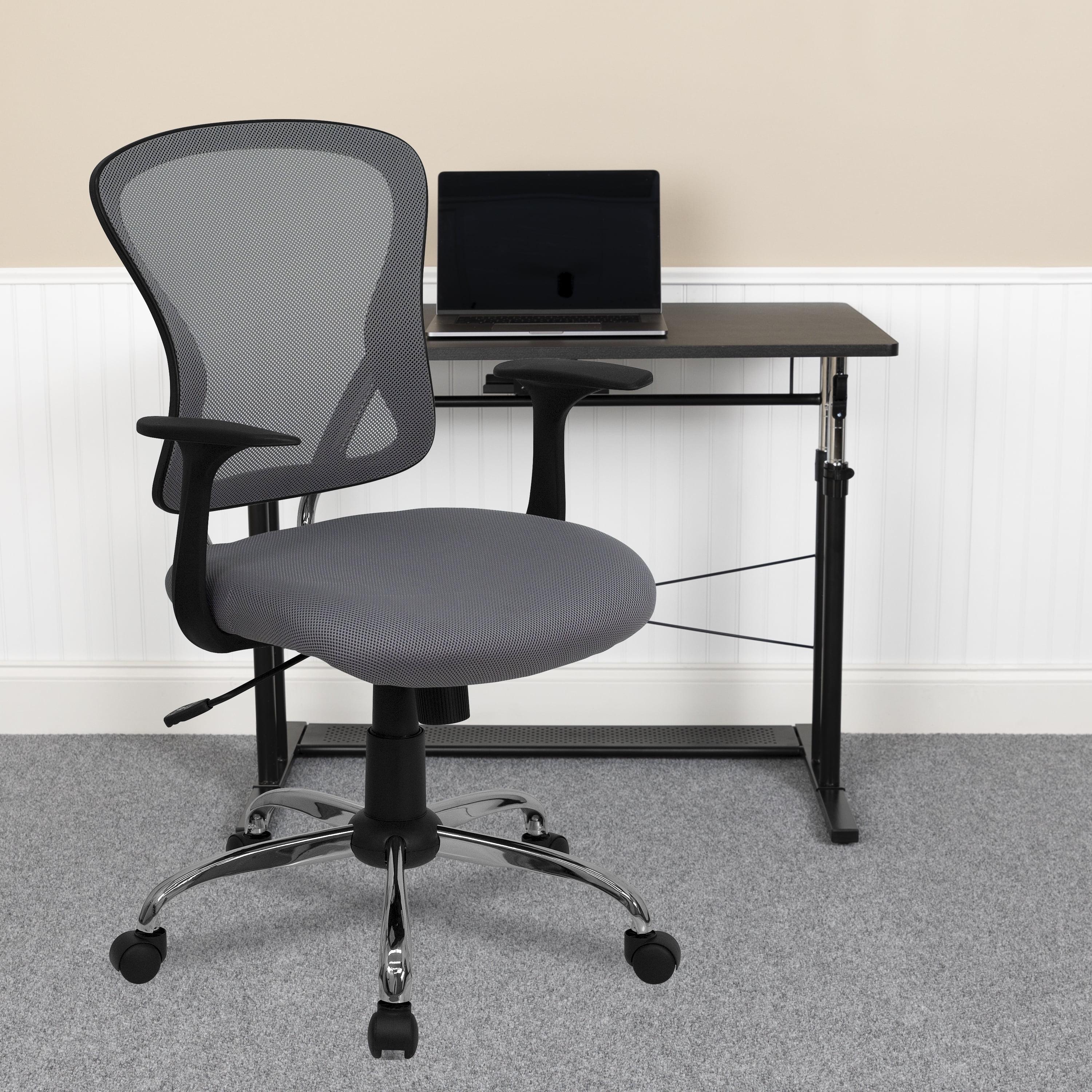 Mid-Back Gray Mesh Swivel Task Chair with Chrome Metal Base