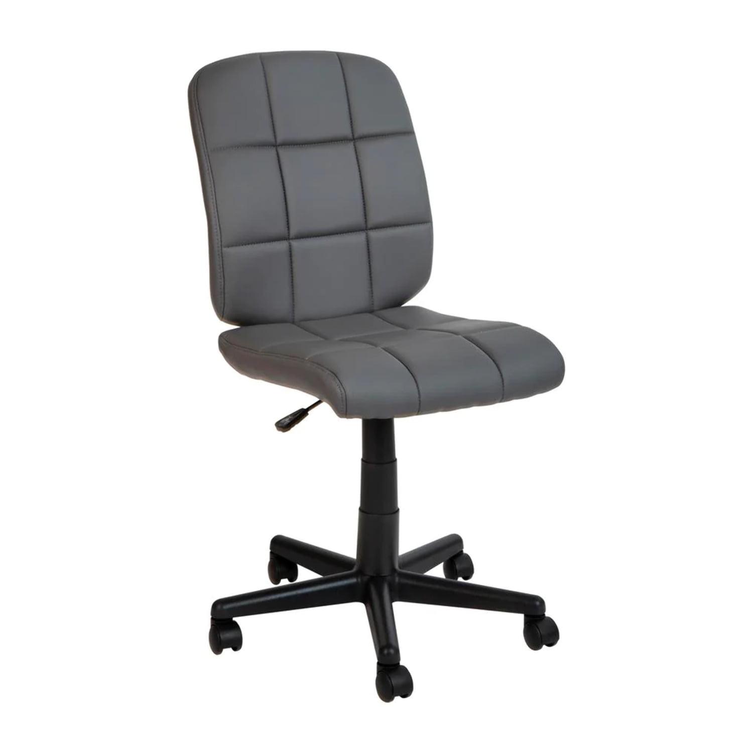 Sleek Modern Gray Vinyl Armless Swivel Task Chair