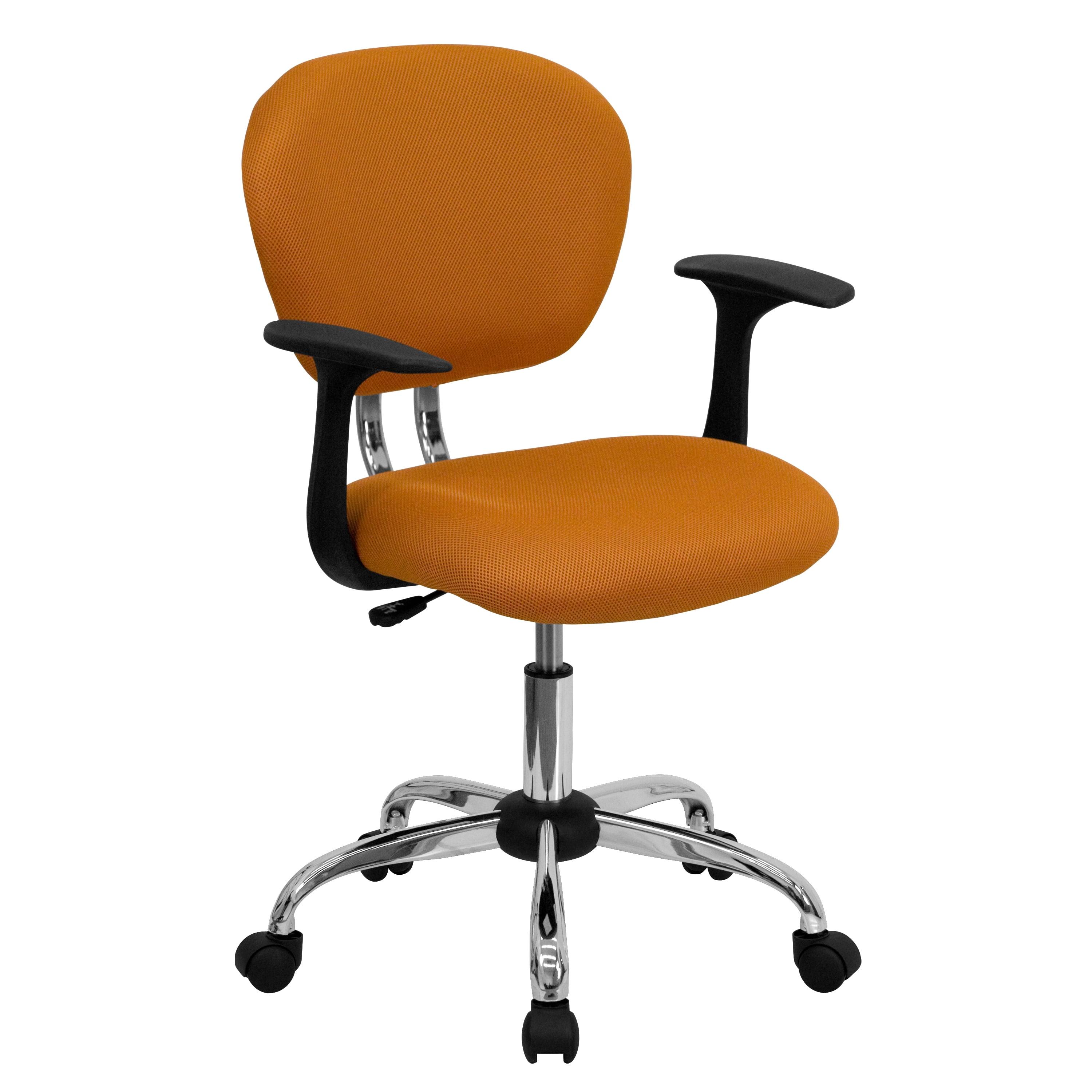 Mid-Back Orange Mesh Swivel Task Chair with Chrome Base