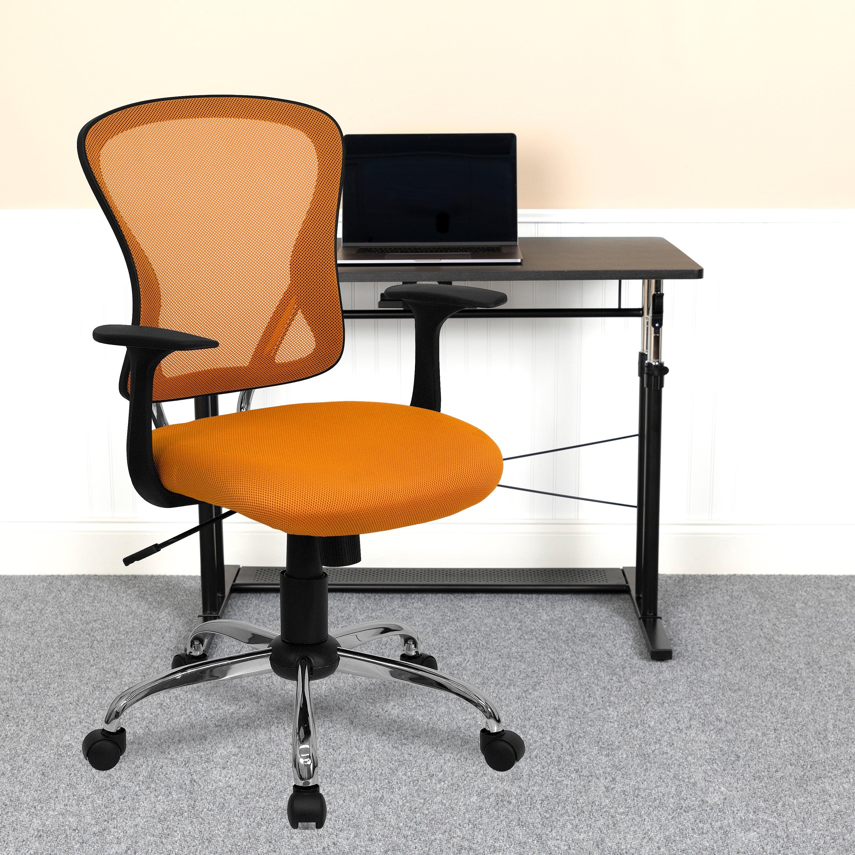 Mid-Back Orange Mesh Swivel Task Chair with Chrome Base