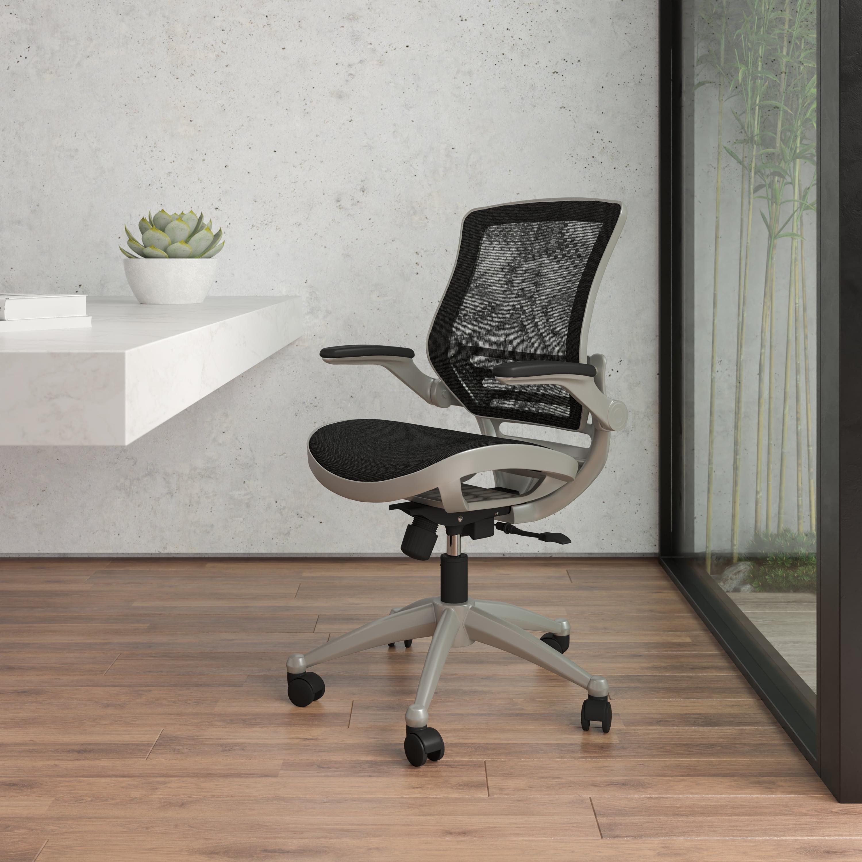 Graphite Silver Mid-Back Mesh Executive Chair with Adjustable Arms