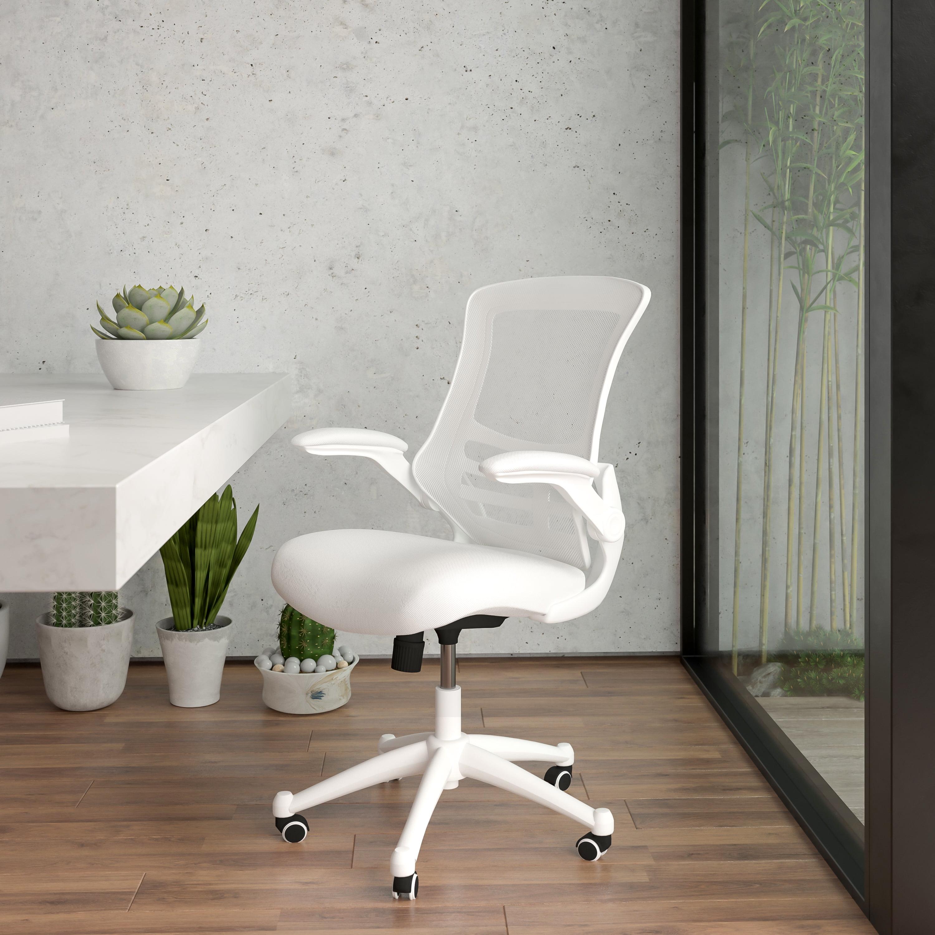 ErgoFlex White Mesh Mid-Back Swivel Task Chair with Adjustable Arms