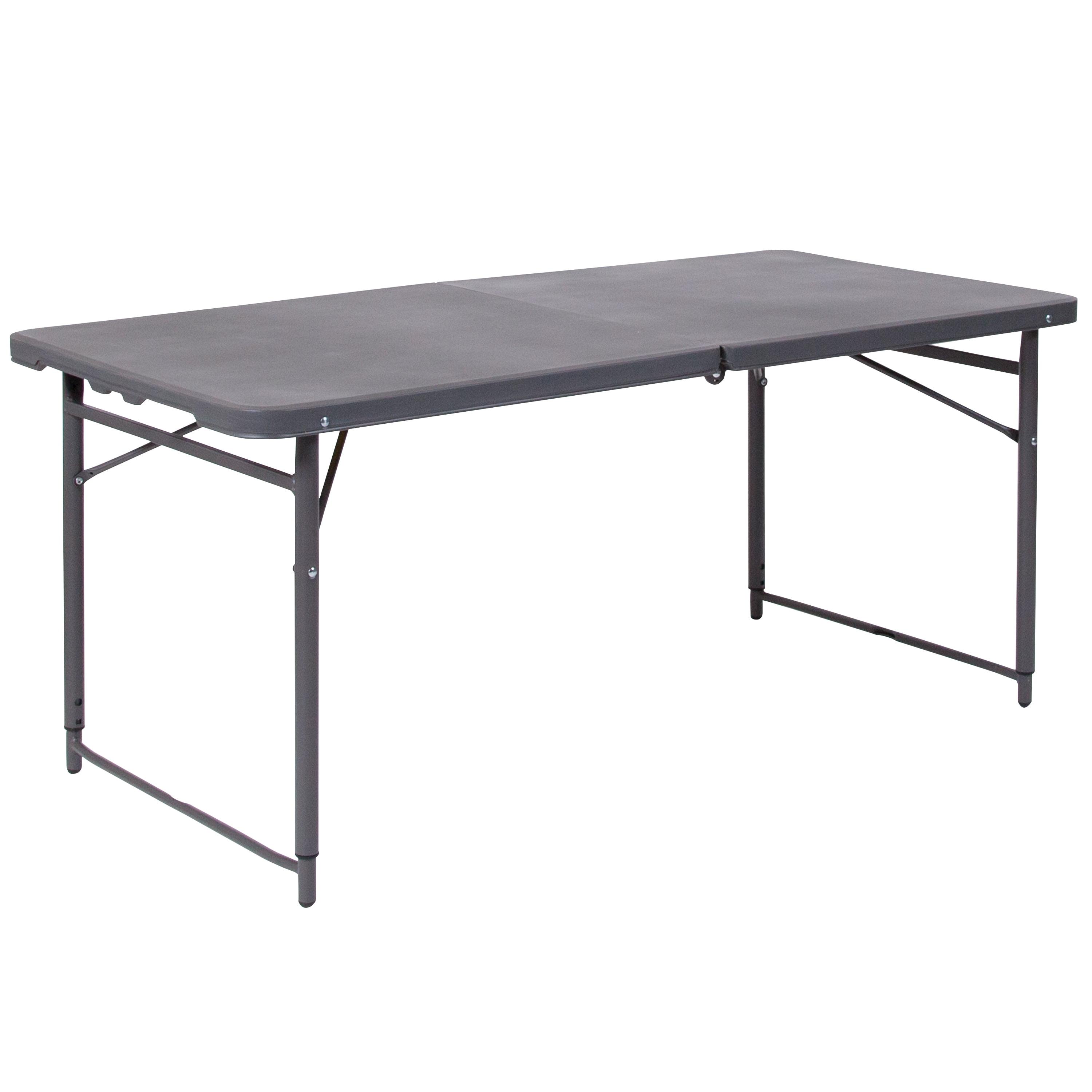 Noah 48.25" Plastic Rectangular Adjustable Fold-in-Half Table with Handle