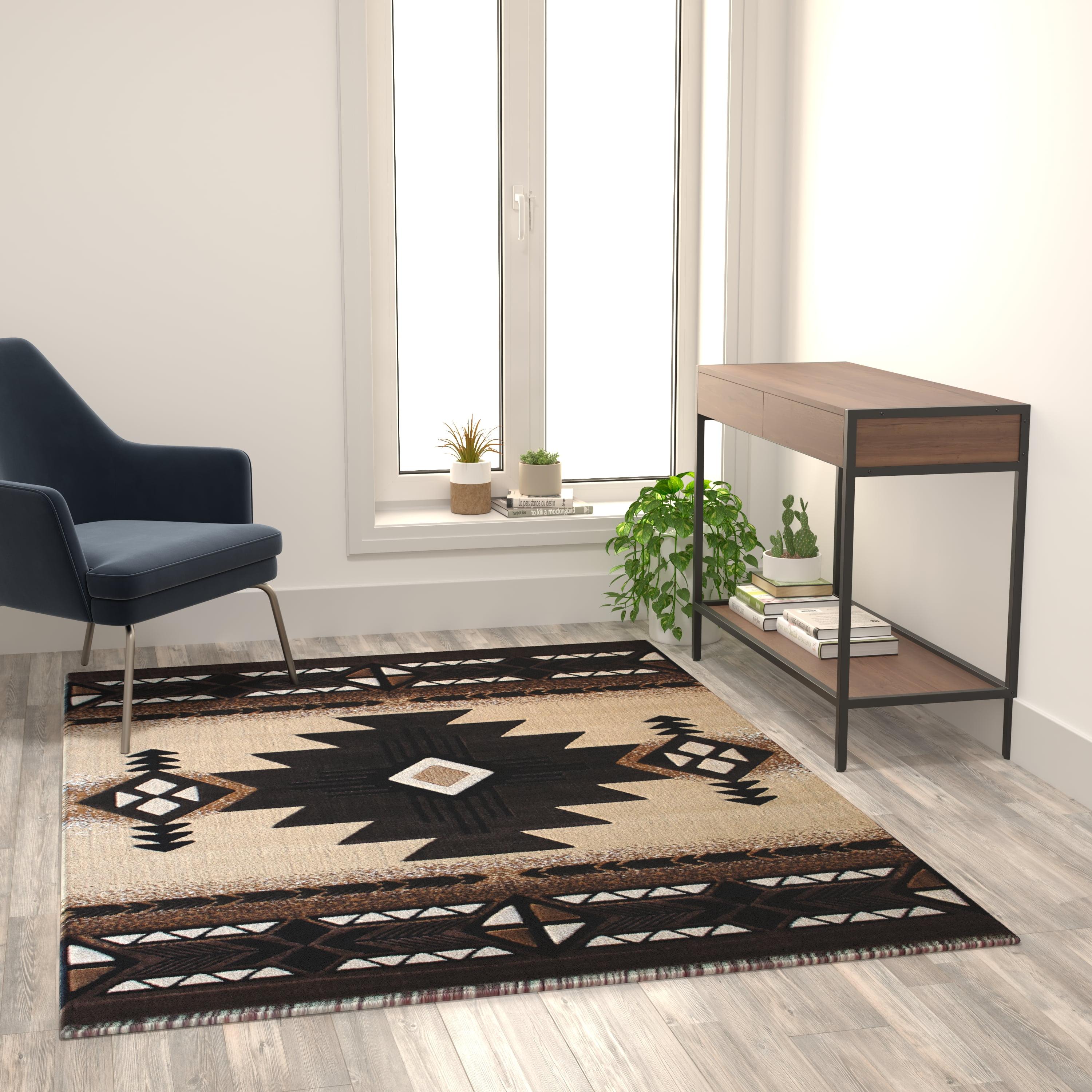 Flash Furniture Mohave Rectangular Southwestern Black, Beige, Brown Area Rug, 5' x 7'