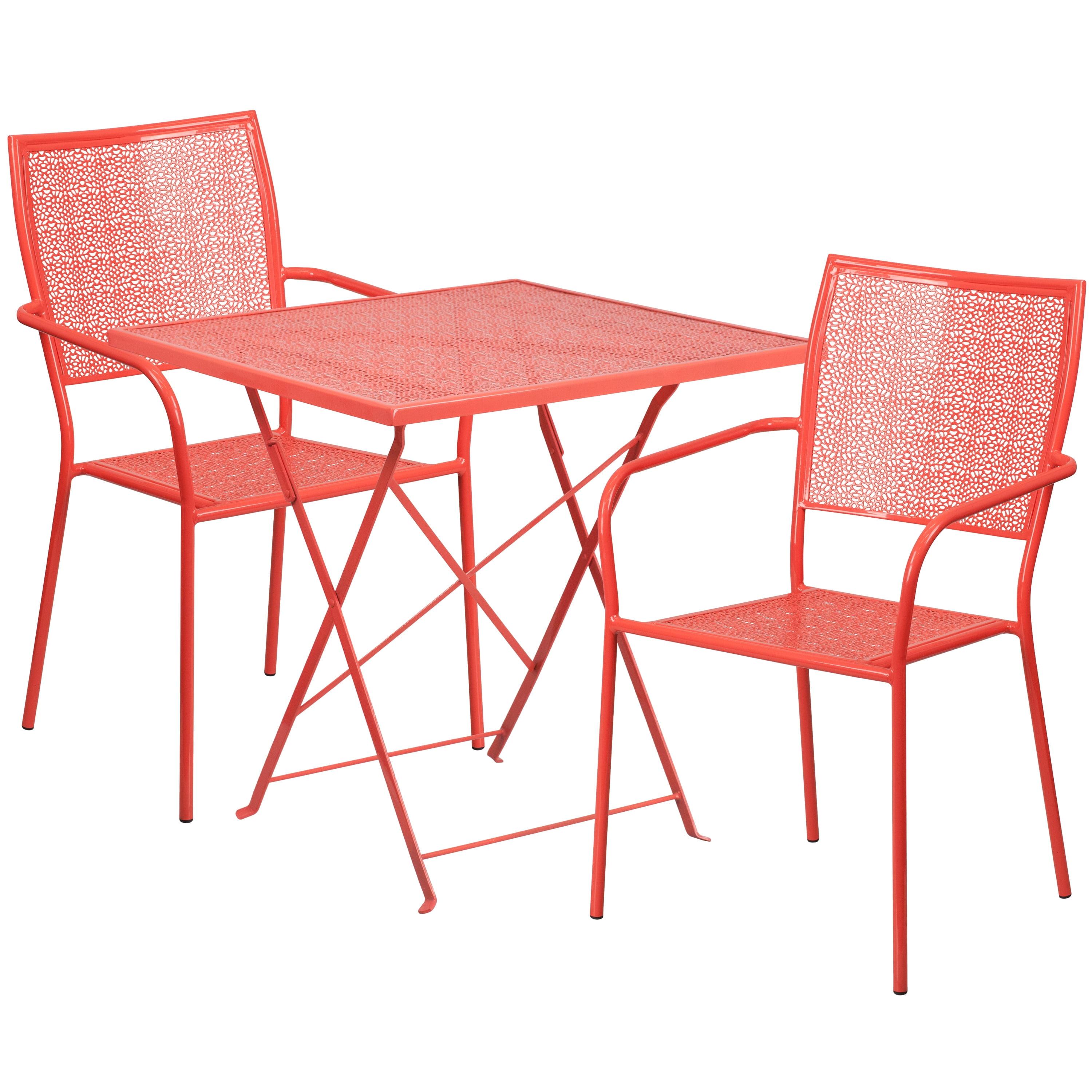 Flash Furniture Oia 28'' Square Indoor-Outdoor Folding Patio Table Set with 2 Square Back Chairs