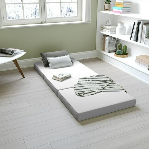 Flash Furniture Cloud Portable Tri-Fold 4" Cooling Memory Foam Cot Mattress in a Box with Removable Washable Cover