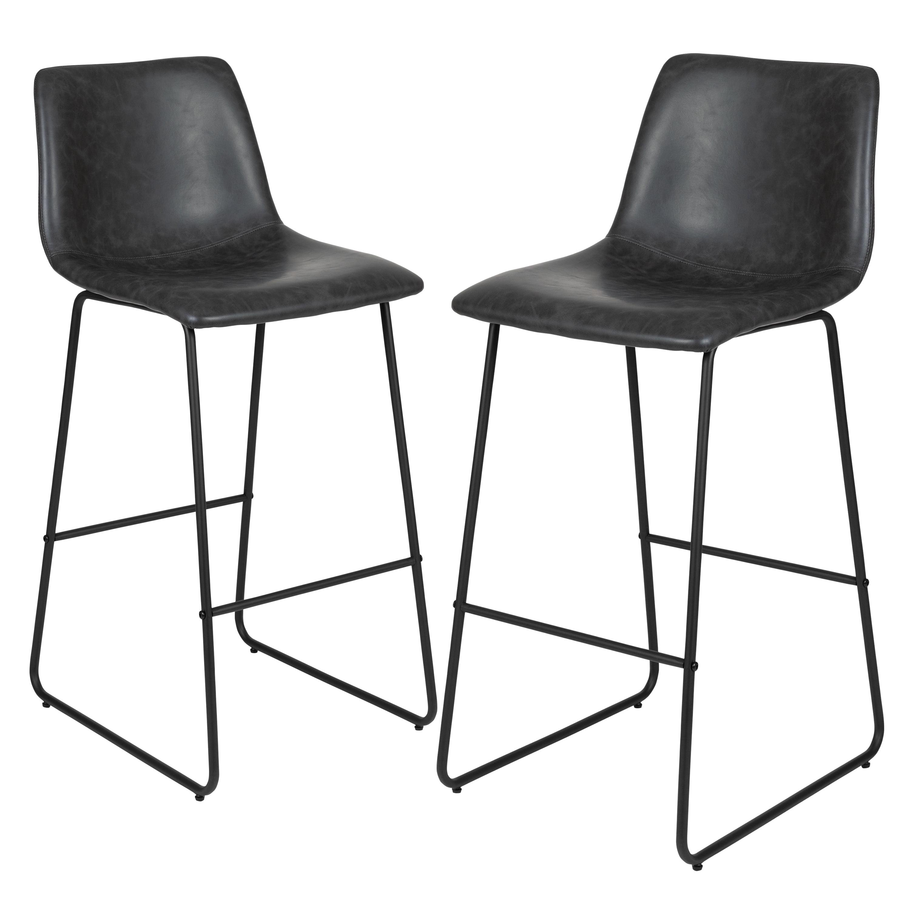 Flash Furniture 30 Inch Commercial Grade LeatherSoft Bar Height Barstools, Set of 2