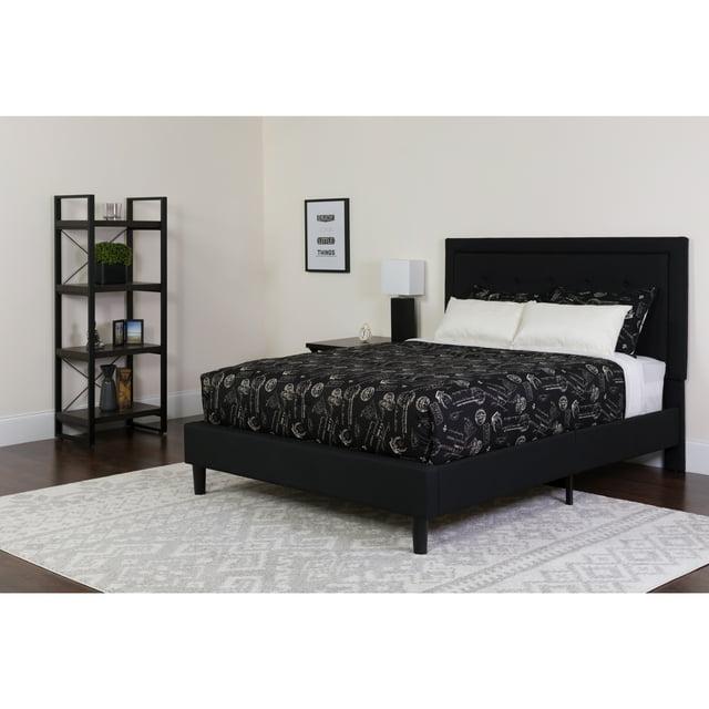 Flash Furniture Roxbury Full Size Tufted Upholstered Platform Bed in Black Fabric
