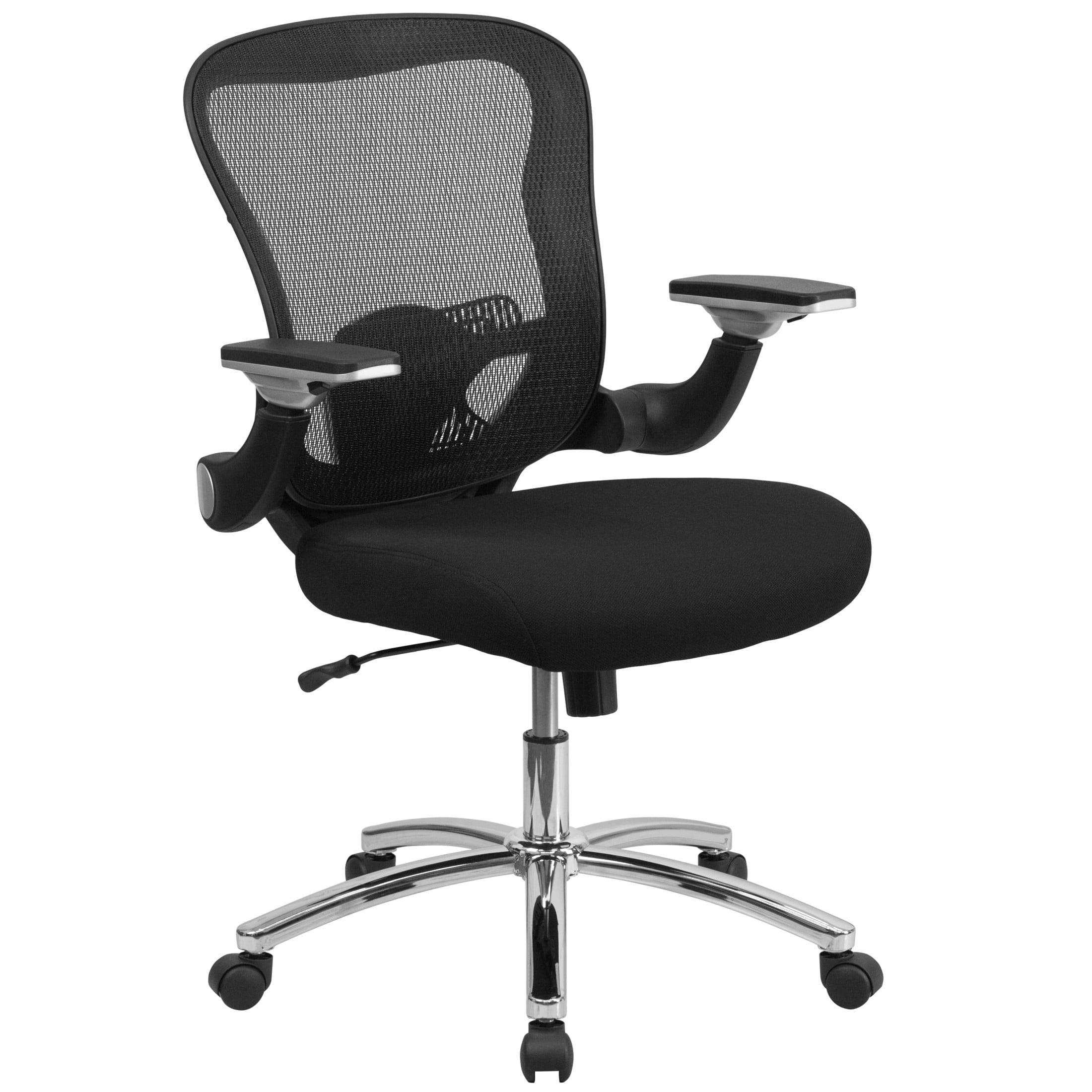 Flash Furniture Sam Mid-Back Black Mesh Executive Swivel Ergonomic Office Chair with Height Adjustable Flip-Up Arms