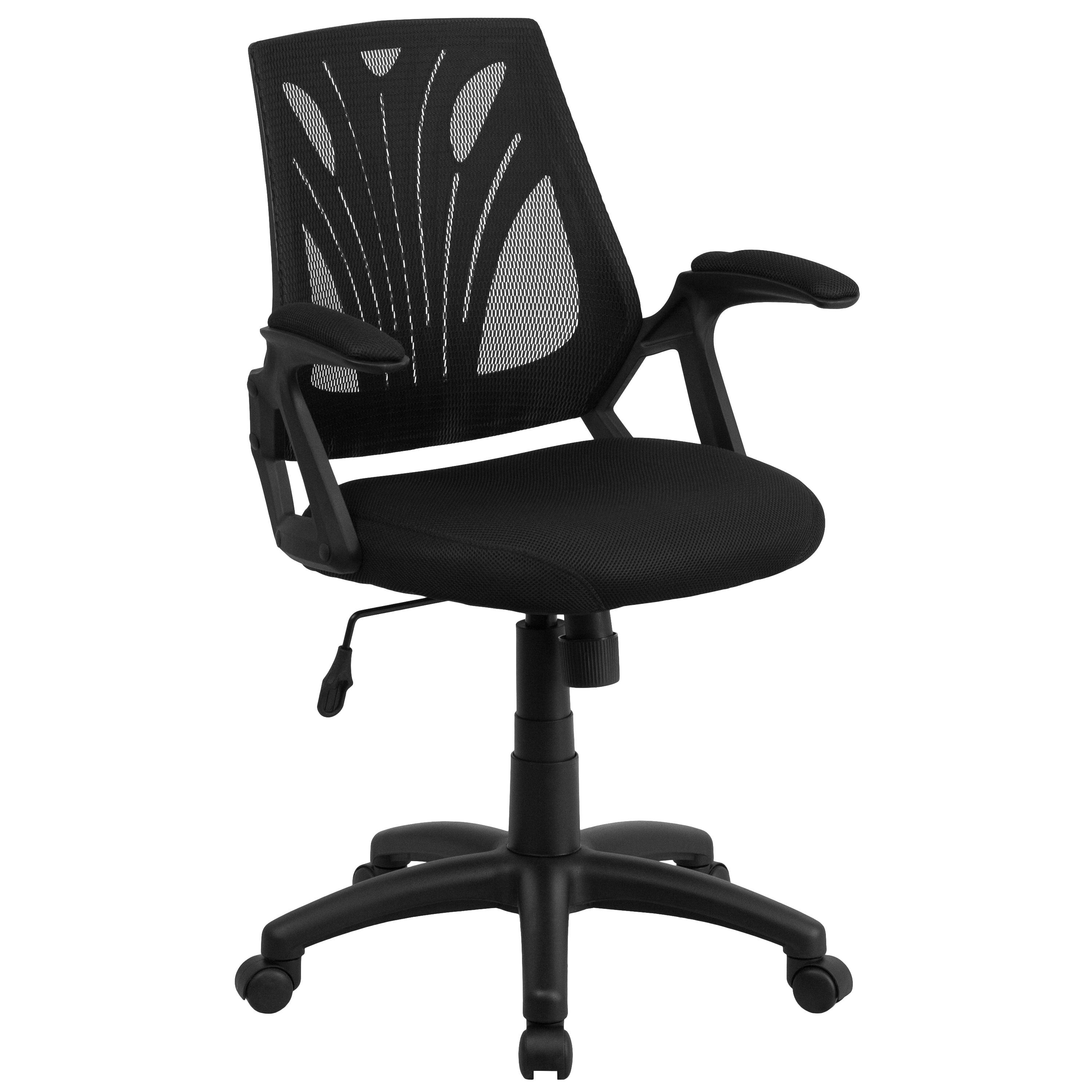 Ergonomic Black Mesh Mid-Back Swivel Task Chair with Fixed Arms