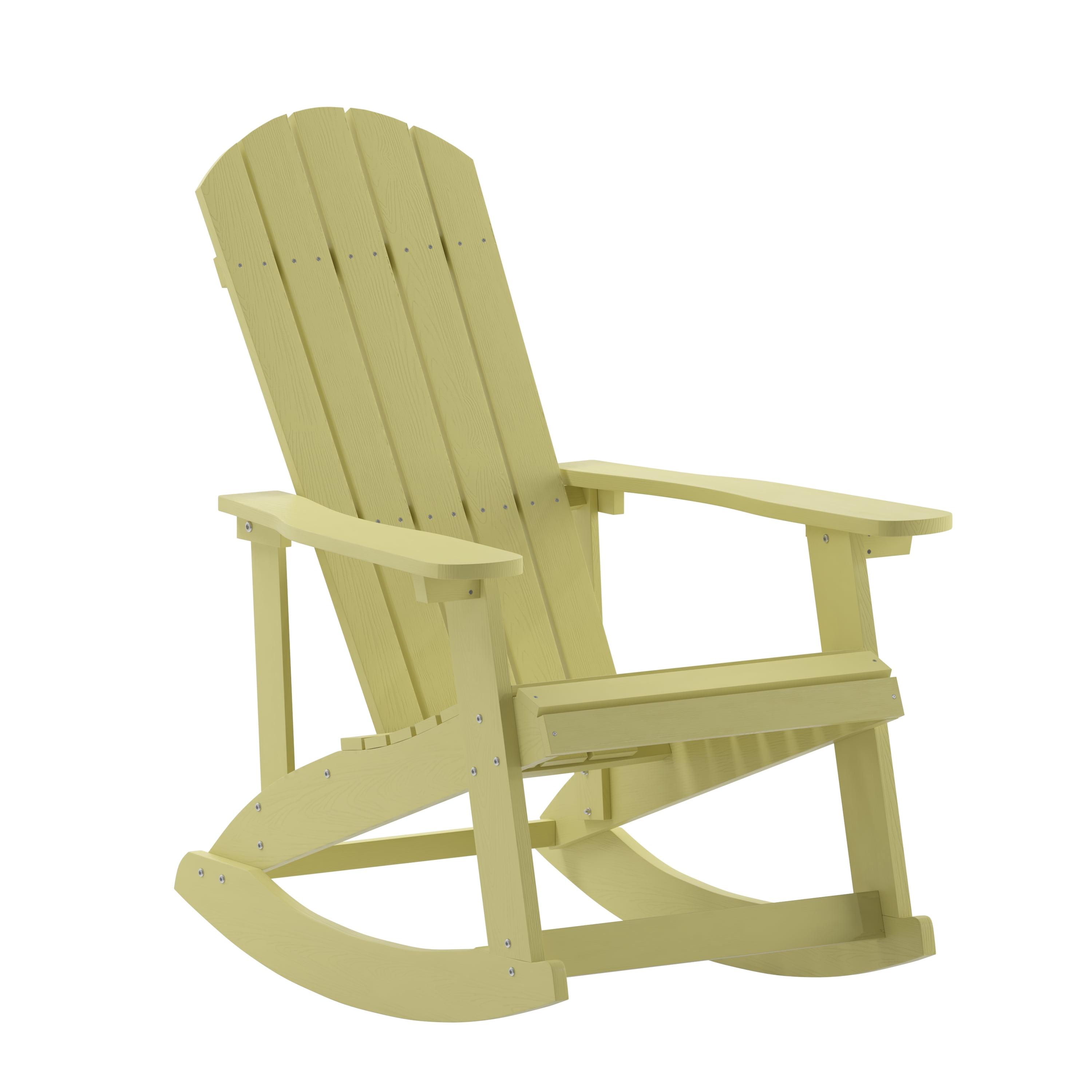 Savannah Yellow Poly Resin Adirondack Rocking Chair with Stainless Steel Hardware