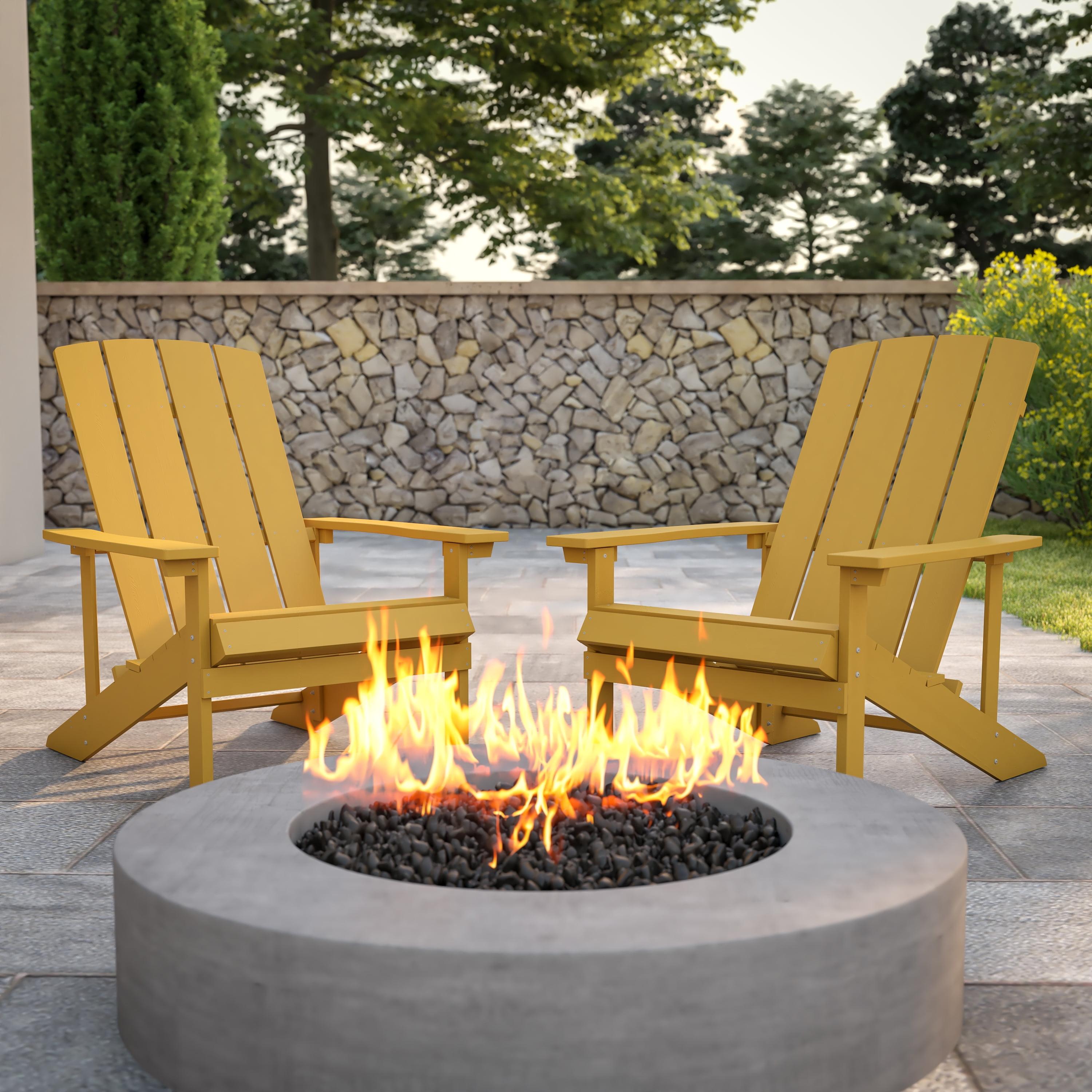 Yellow Faux Wood Adirondack Chair with Cushions