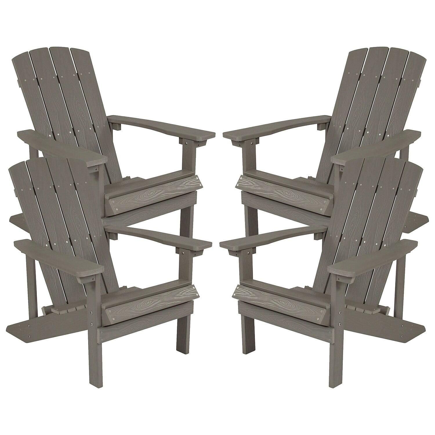 Charlestown Poly Resin Wood-Look Adirondack Chair Set in Gray