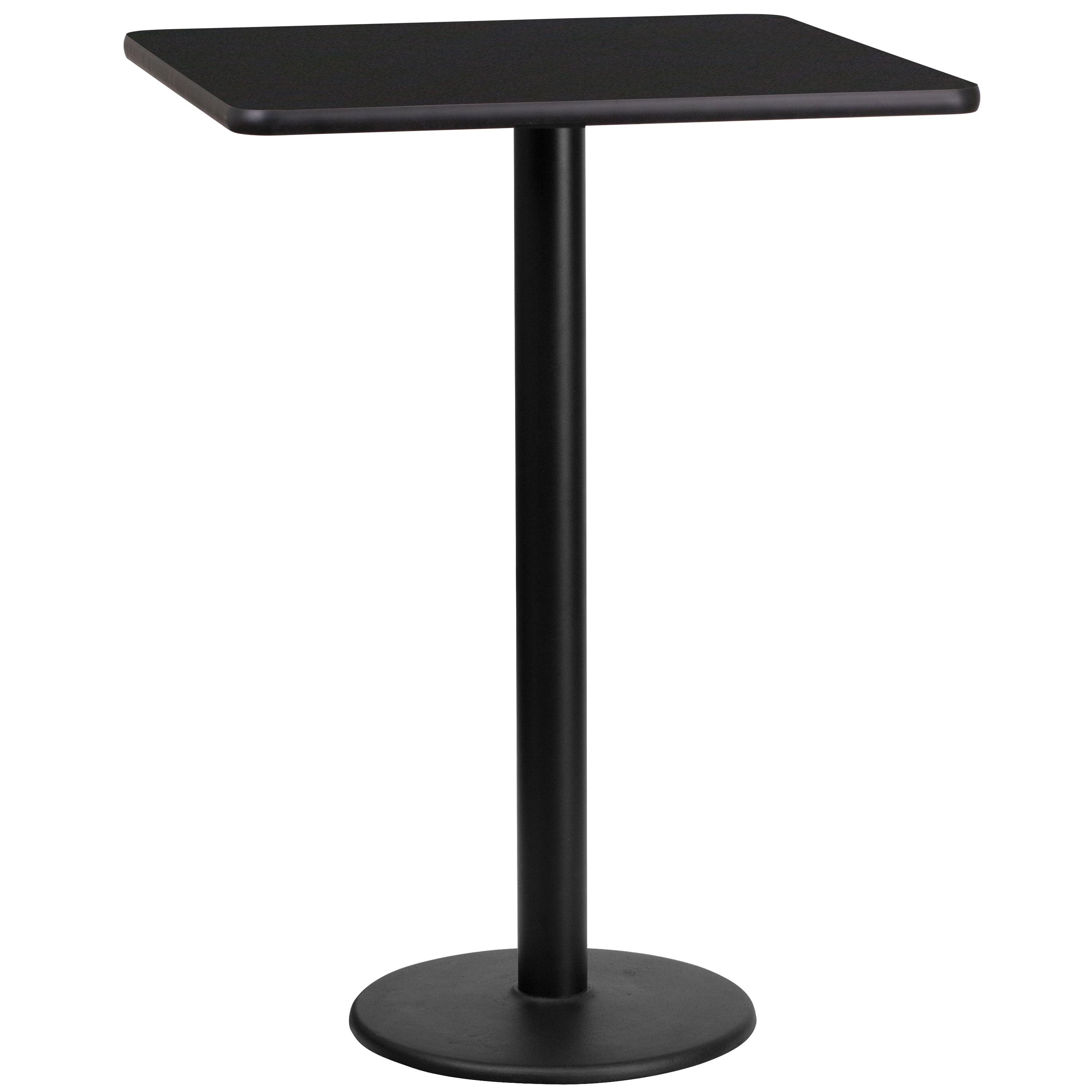 Flash Furniture Stiles 24'' Square Black Laminate Table Top with 18'' Round Bar Height Table Base