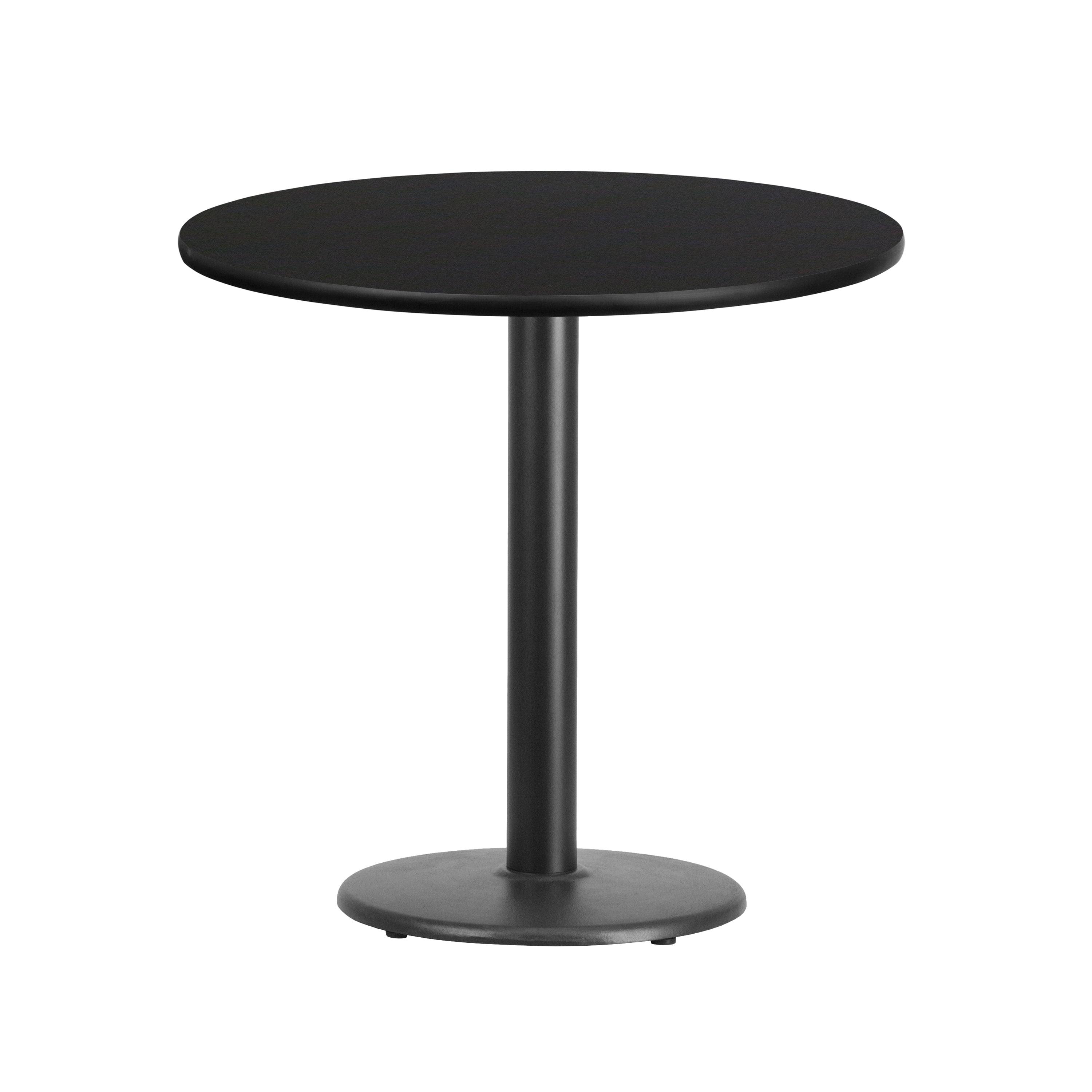Contemporary 30'' Round Black Laminate Dining Table