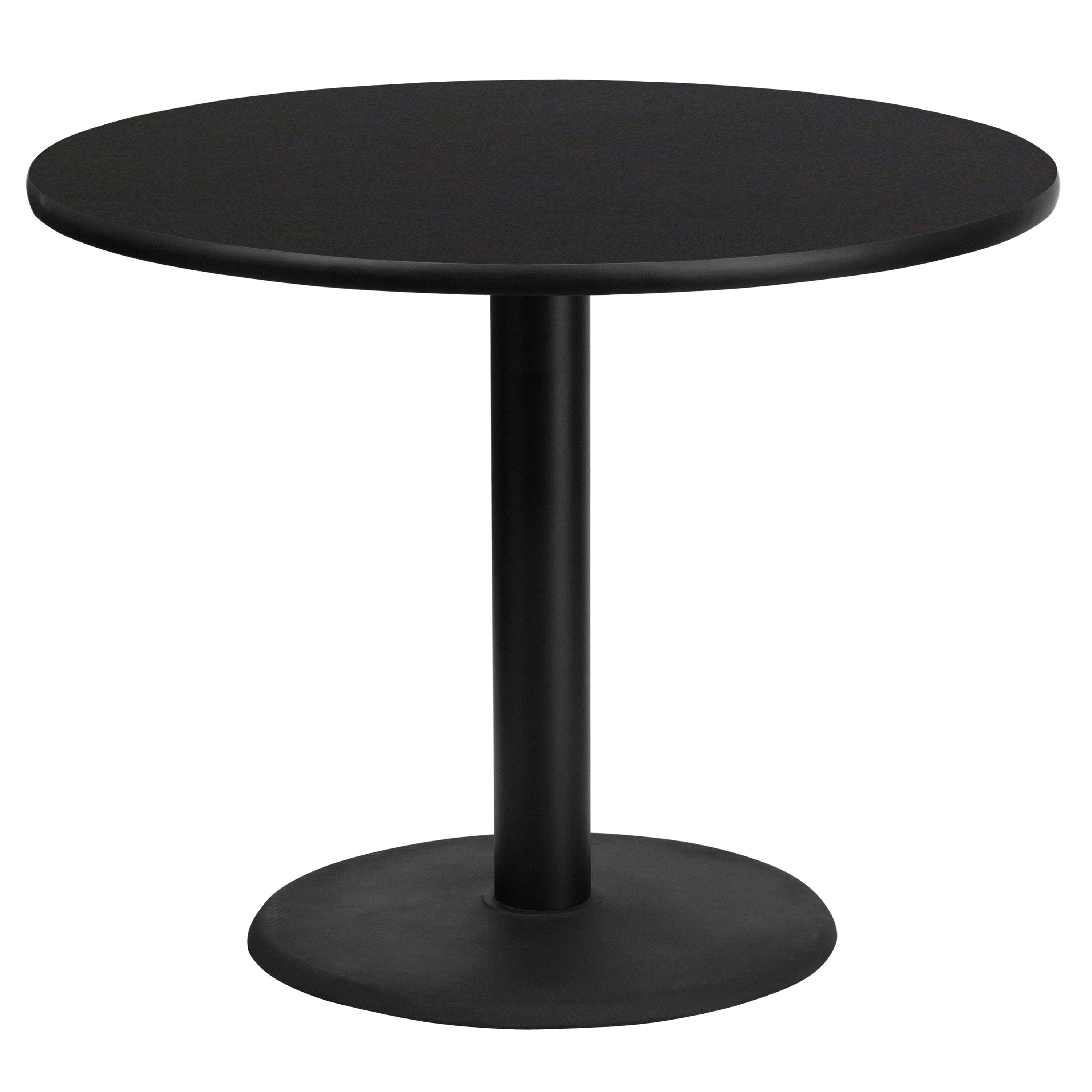 Contemporary 36'' Round Black Laminate Dining Table